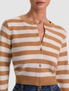 DOLLIE STRIPED CASHMERE CARDIGAN-PRALINE/ECRU-ALICE + OLIVIA