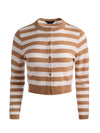 DOLLIE STRIPED CASHMERE CARDIGAN-PRALINE/ECRU-ALICE + OLIVIA