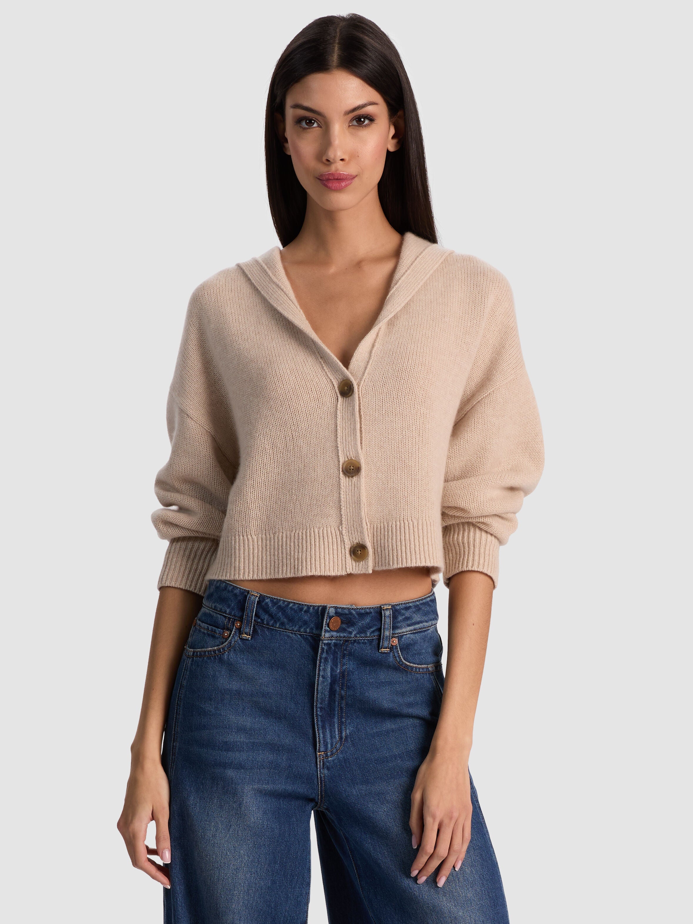 COREY HOODED CASHMERE CARDIGAN-ALICE + OLIVIA