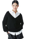 JANINA COLLARED SWEATER-BLACK/WHITE-ALICE + OLIVIA