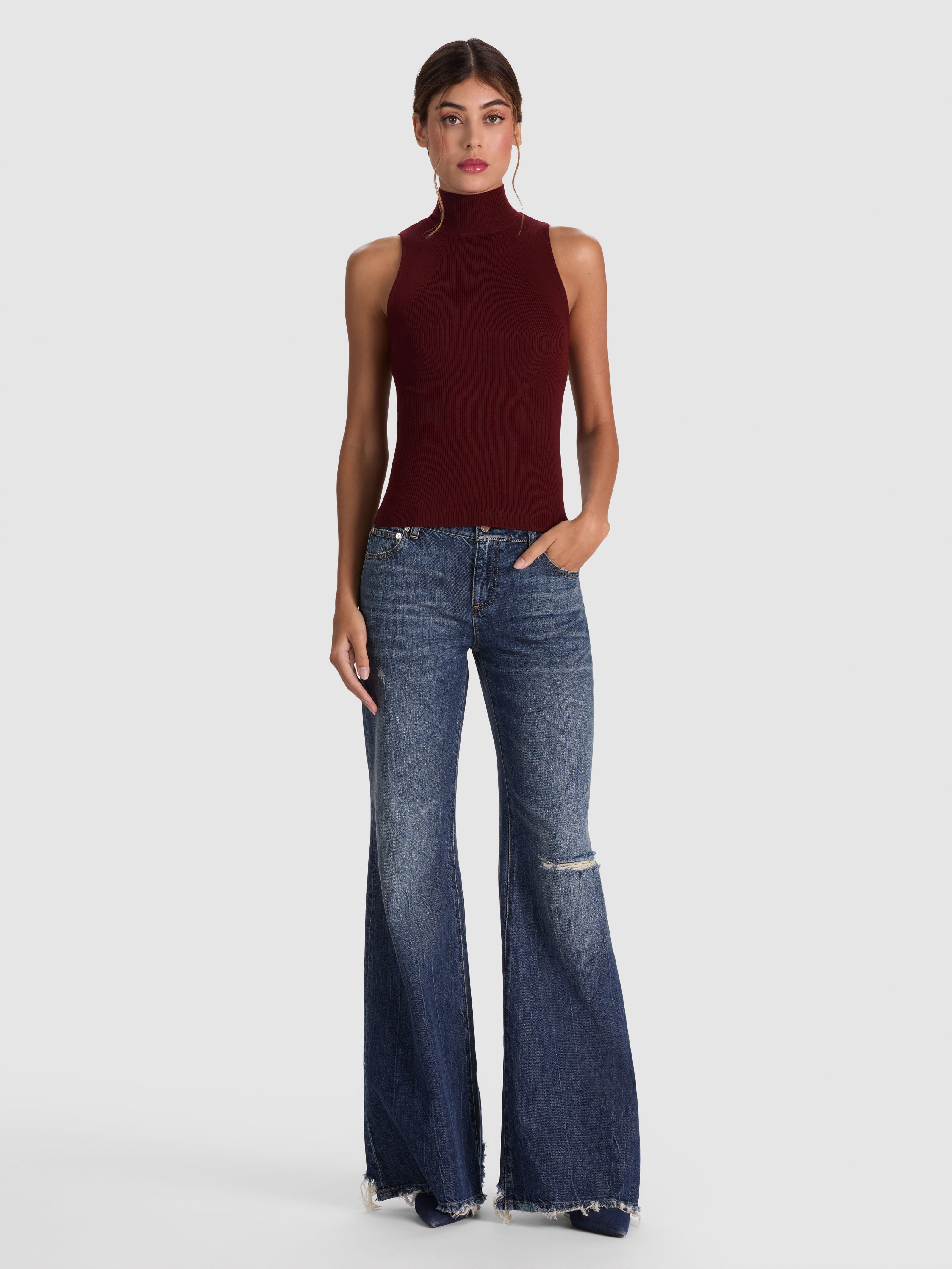DARCEY WOOL SLEEVELESS TURTLENECK-ALICE + OLIVIA