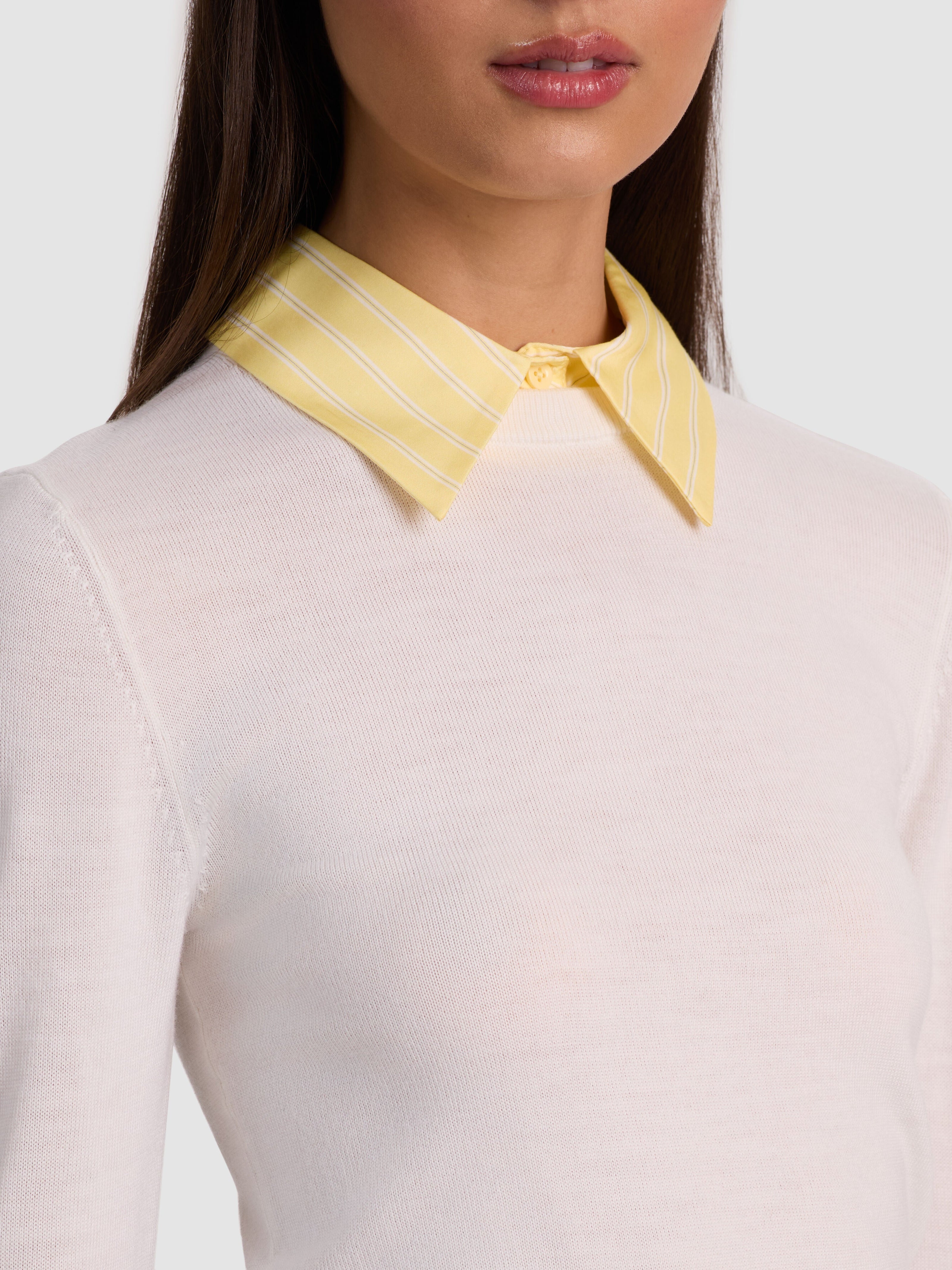 PORLA COLLARED SWEATER-SOFT WHITE/BUTTER-ALICE + OLIVIA