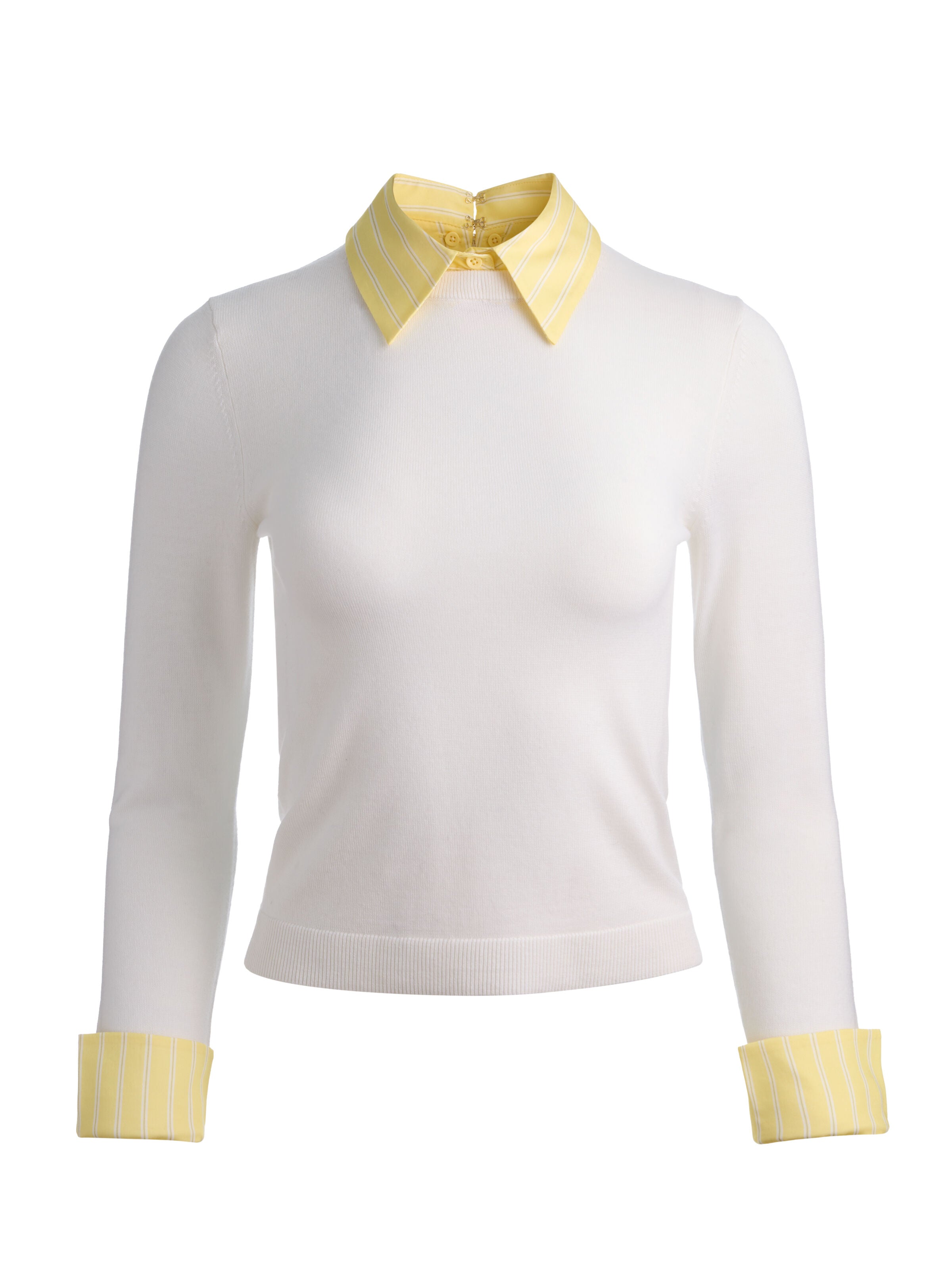 PORLA COLLARED SWEATER-SOFT WHITE/BUTTER-ALICE + OLIVIA