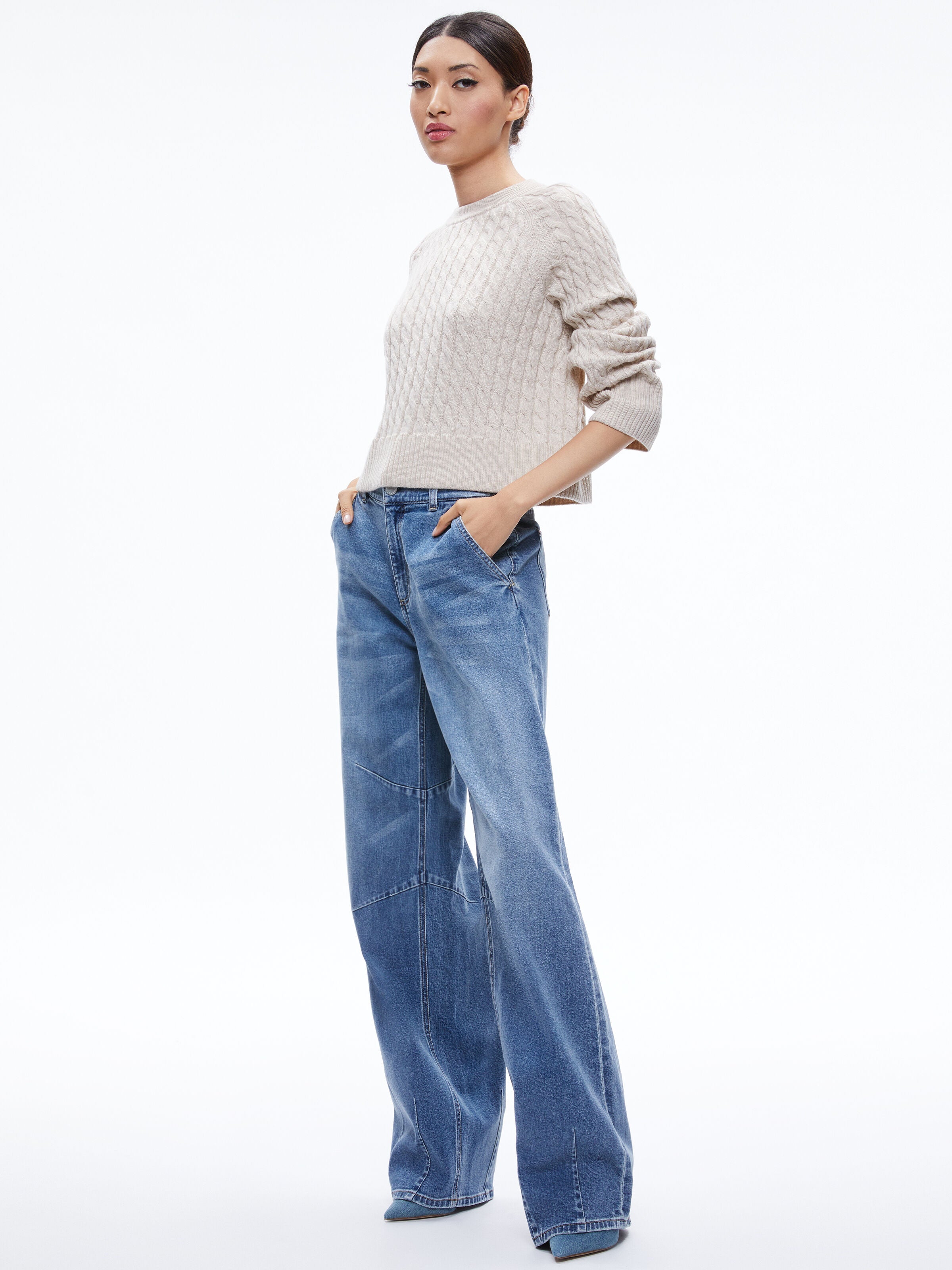 CIMARON CABLE KNIT SWEATER-ALICE + OLIVIA