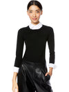 PORLA COLLARED SWEATER-BLACK/WHITE-ALICE + OLIVIA