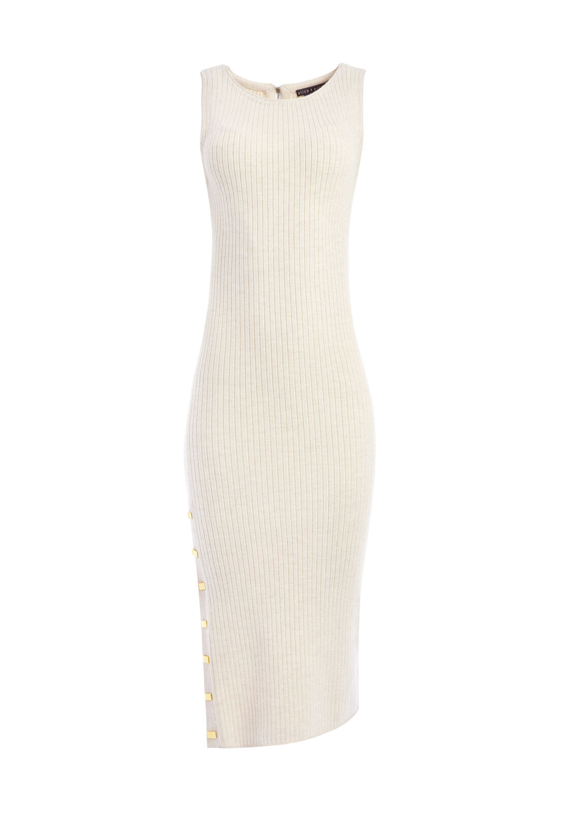 JENNER CREW NECK FITTED MIDI DRESS-ALICE + OLIVIA