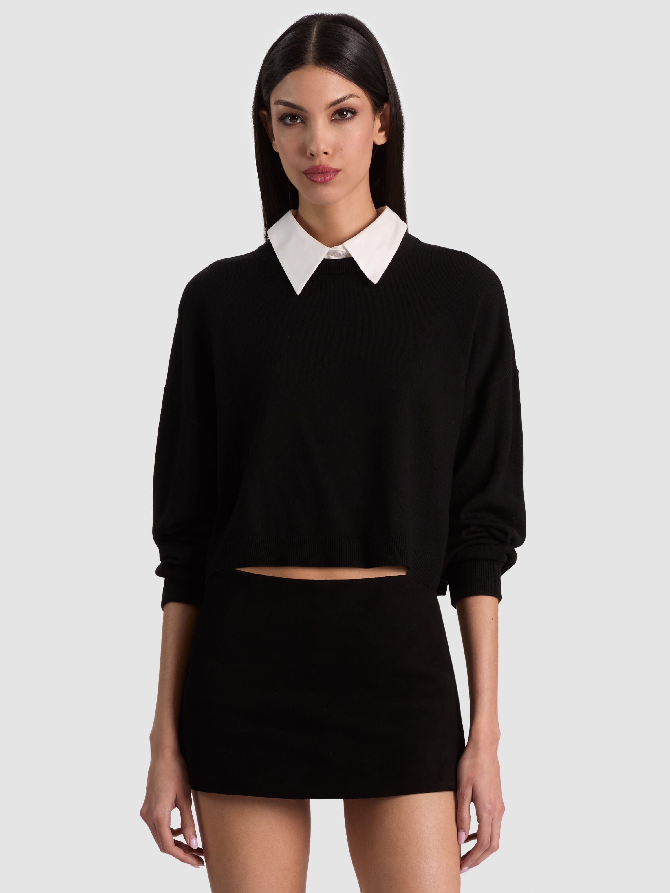 RHETT WOOL PULLOVER WITH DETACHABLE COLLAR-ALICE + OLIVIA