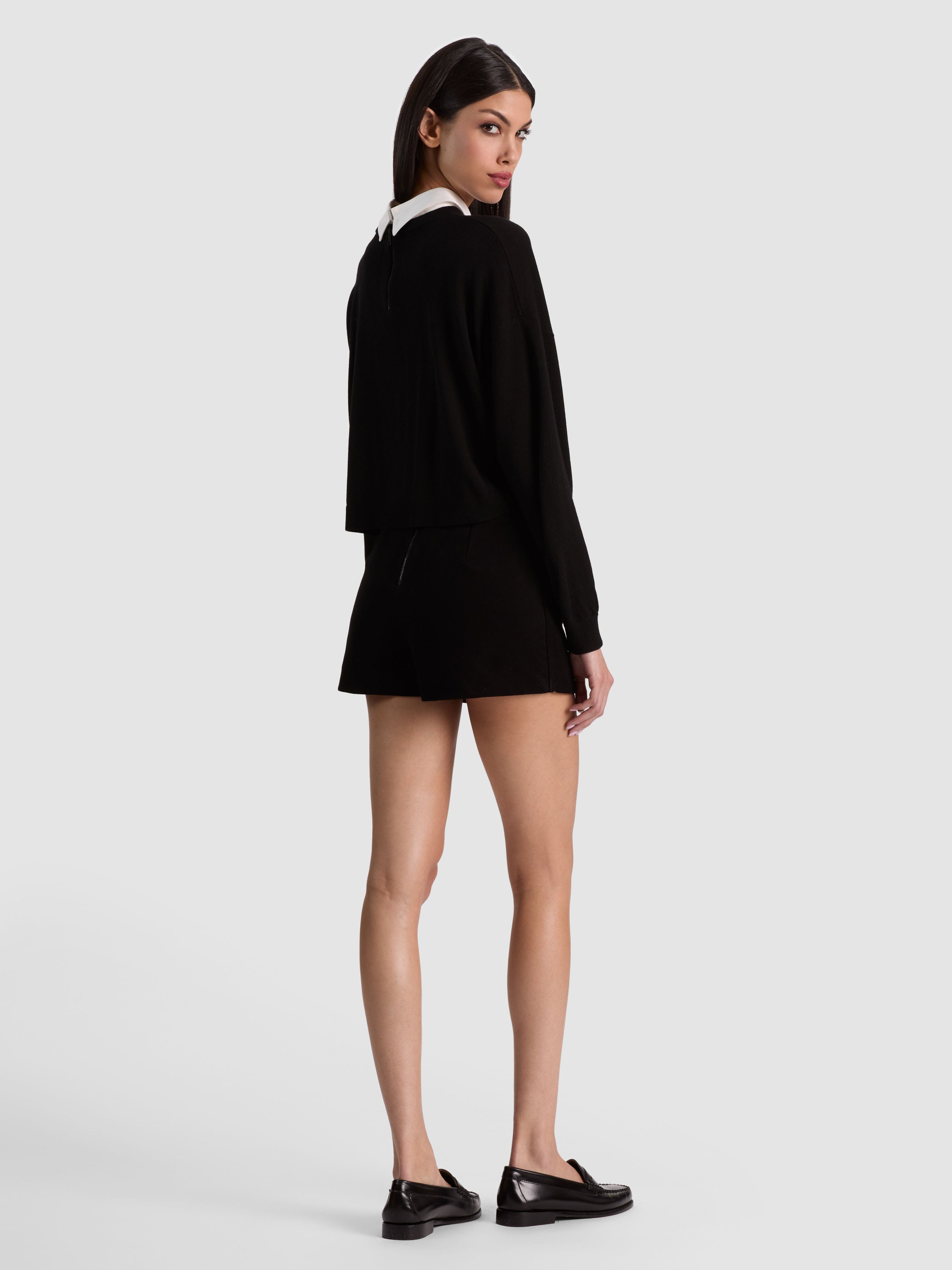 RHETT WOOL PULLOVER WITH DETACHABLE COLLAR-ALICE + OLIVIA