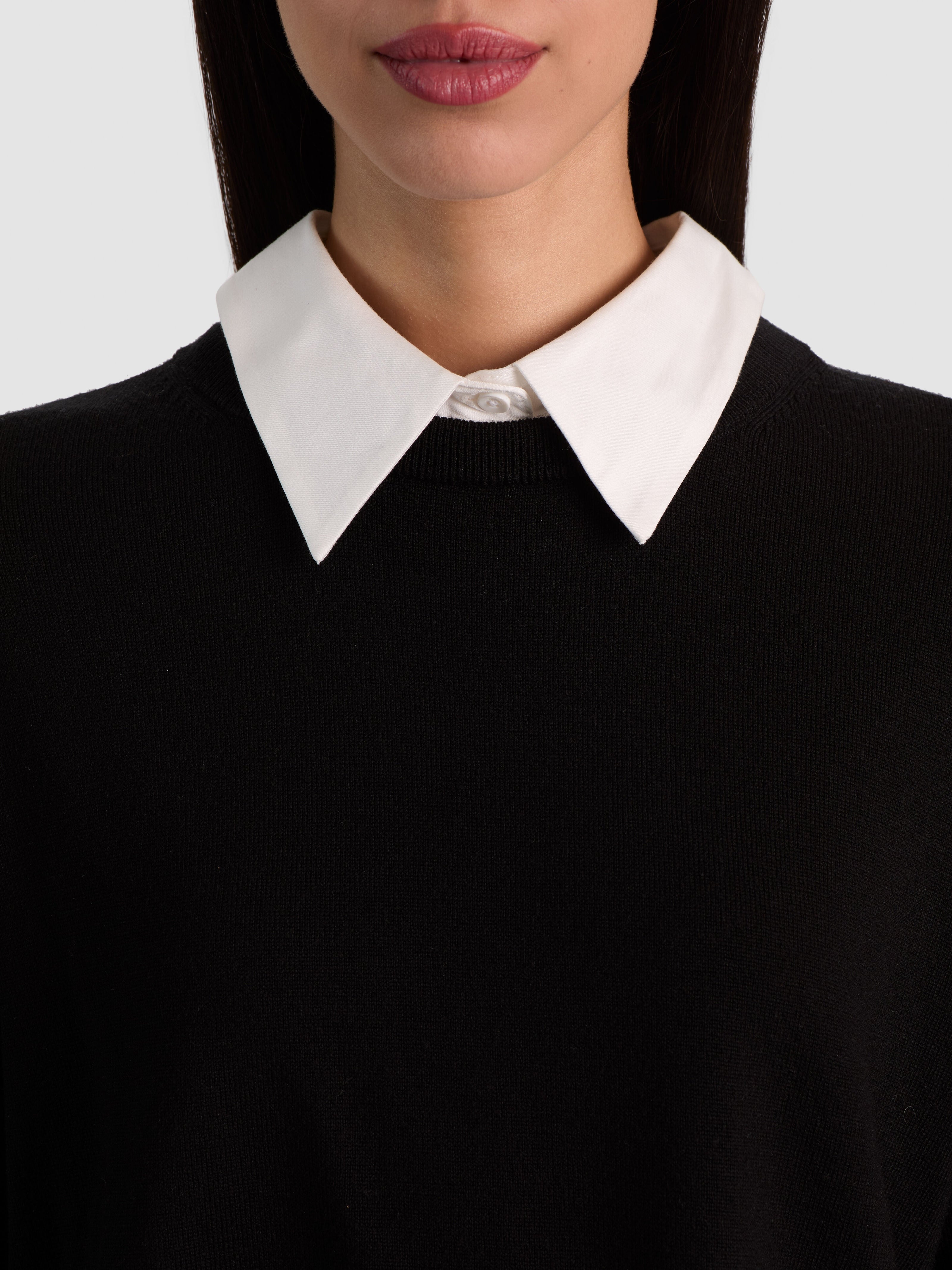 RHETT WOOL PULLOVER WITH DETACHABLE COLLAR-ALICE + OLIVIA