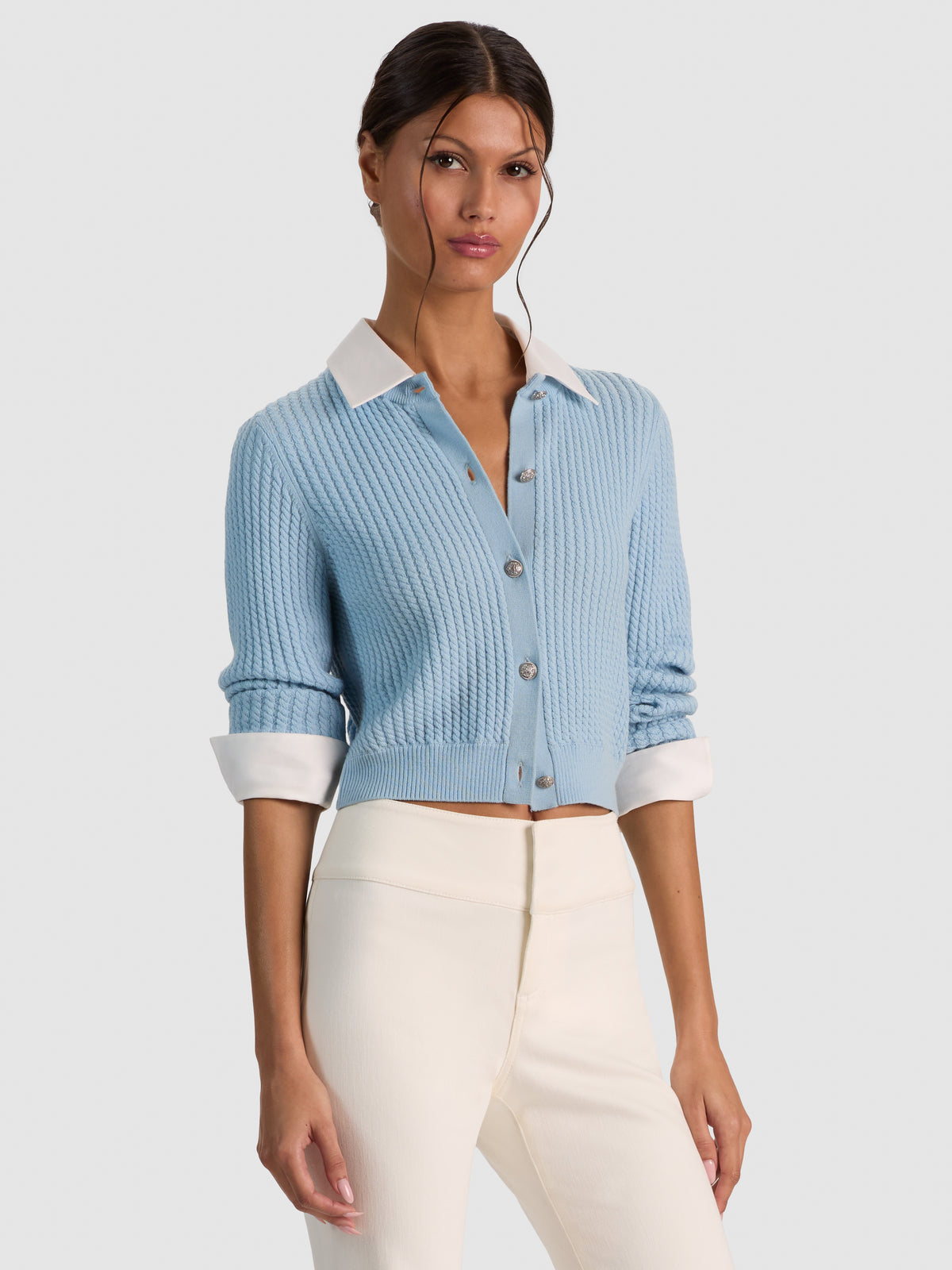 DOLLIE COLLAR AND CUFFS CARDIGAN-ALICE + OLIVIA
