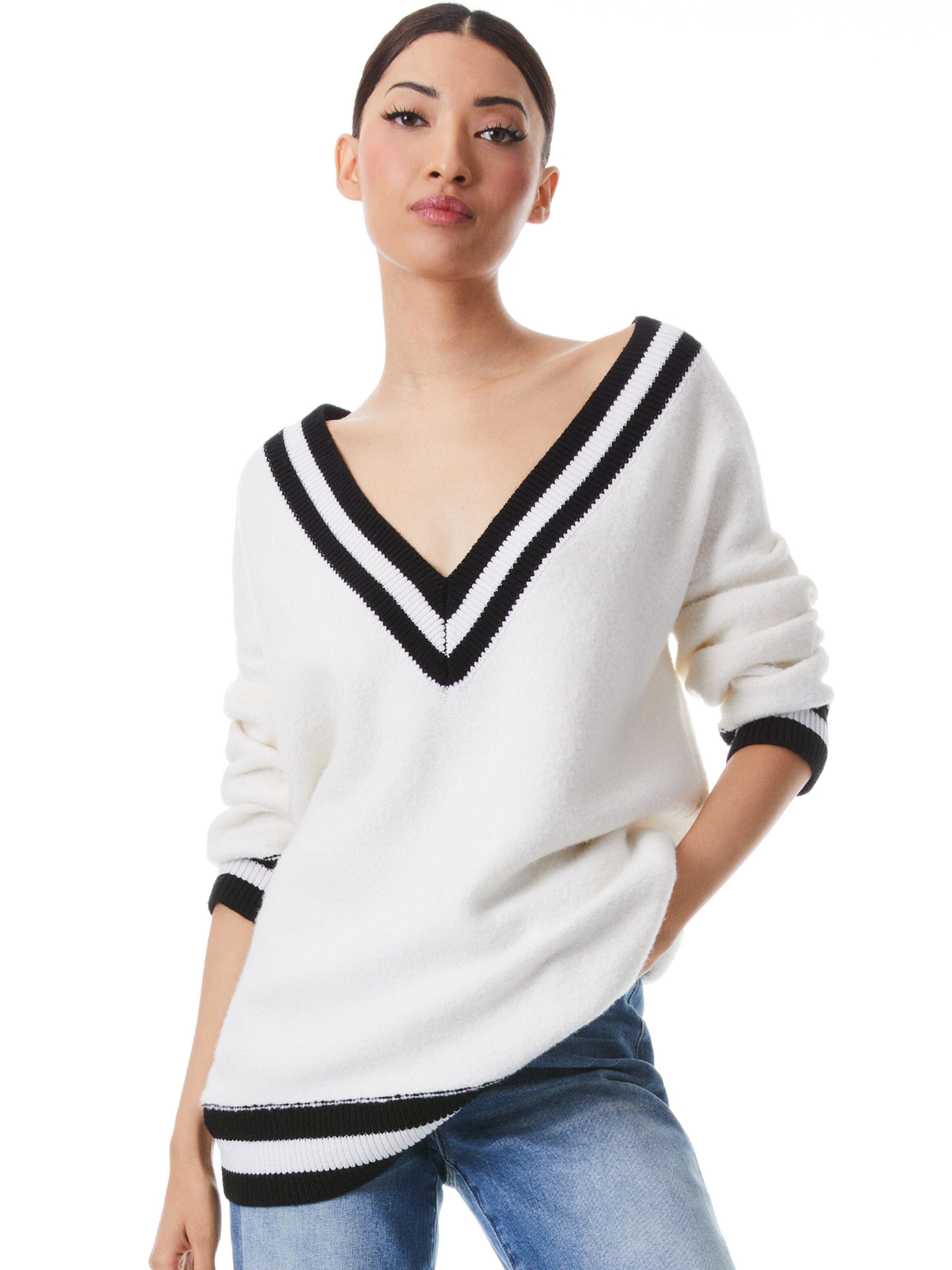 CLEMENT V-NECK VARSITY STRIPE PULLOVER