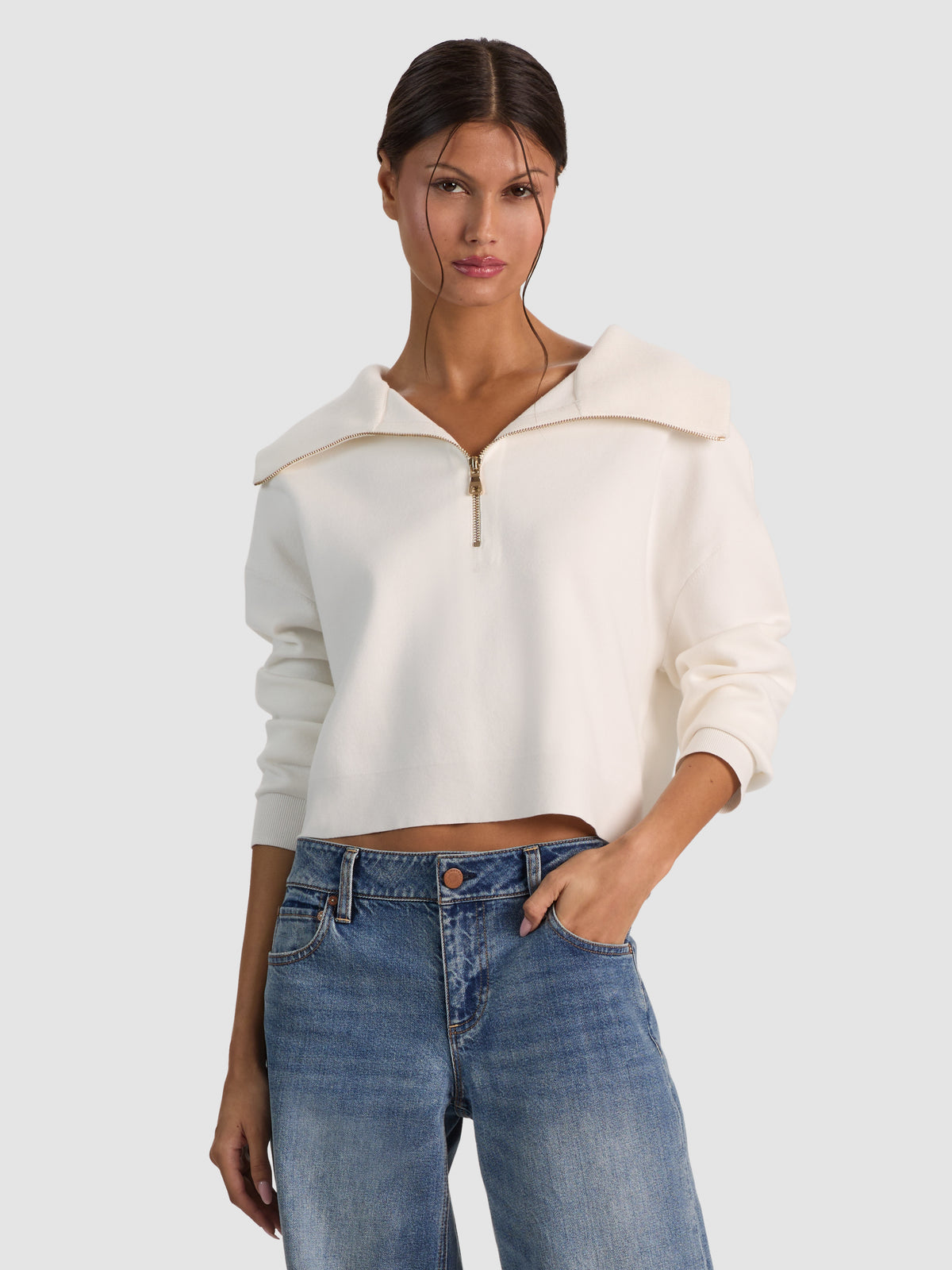 KENT ZIP COLLAR PULLOVER-ALICE + OLIVIA