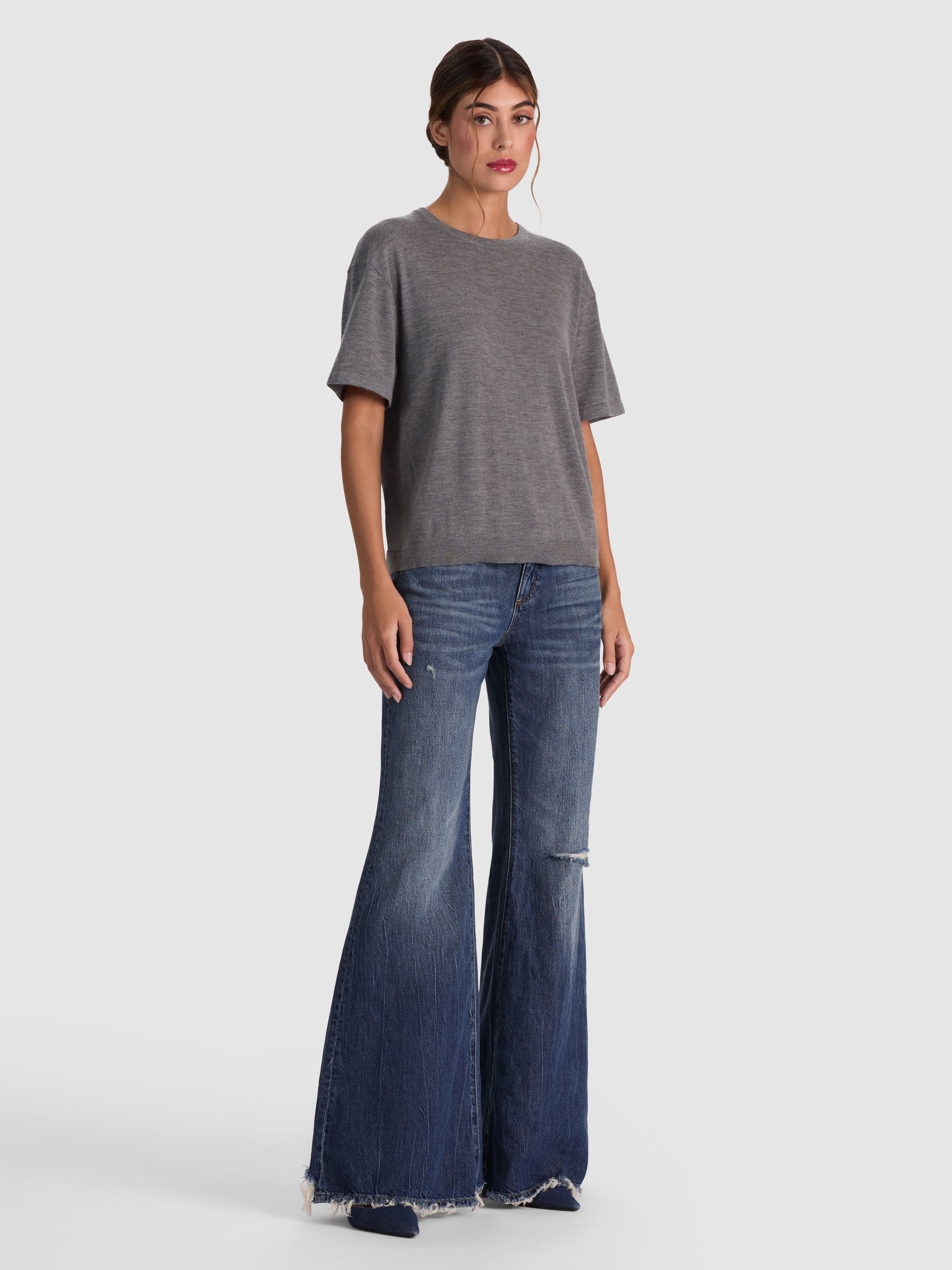 AMELIE CASHMERE KNIT TEE-MEDIUM HEATHER GREY-ALICE + OLIVIA