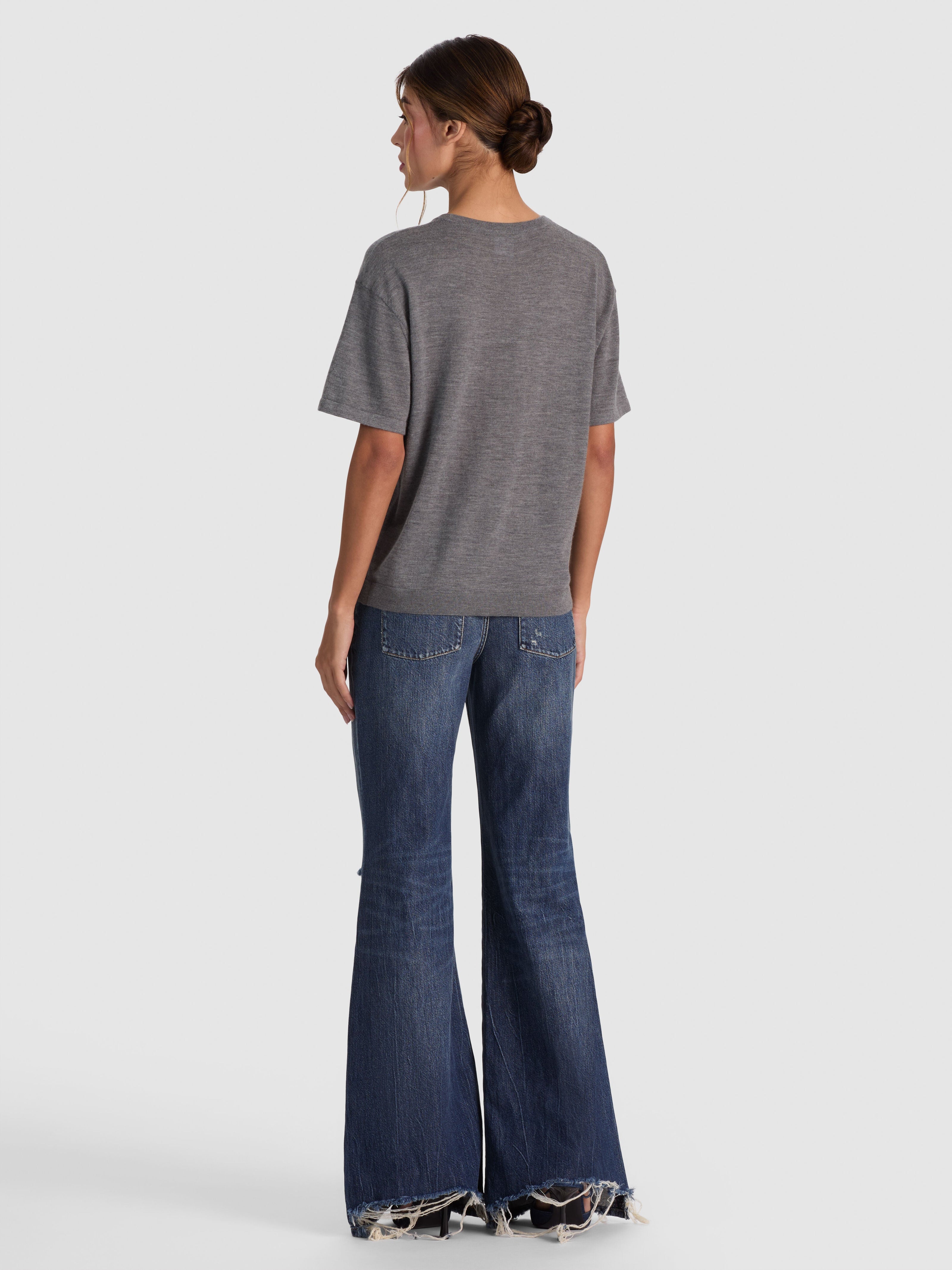 AMELIE CASHMERE KNIT TEE-MEDIUM HEATHER GREY-ALICE + OLIVIA