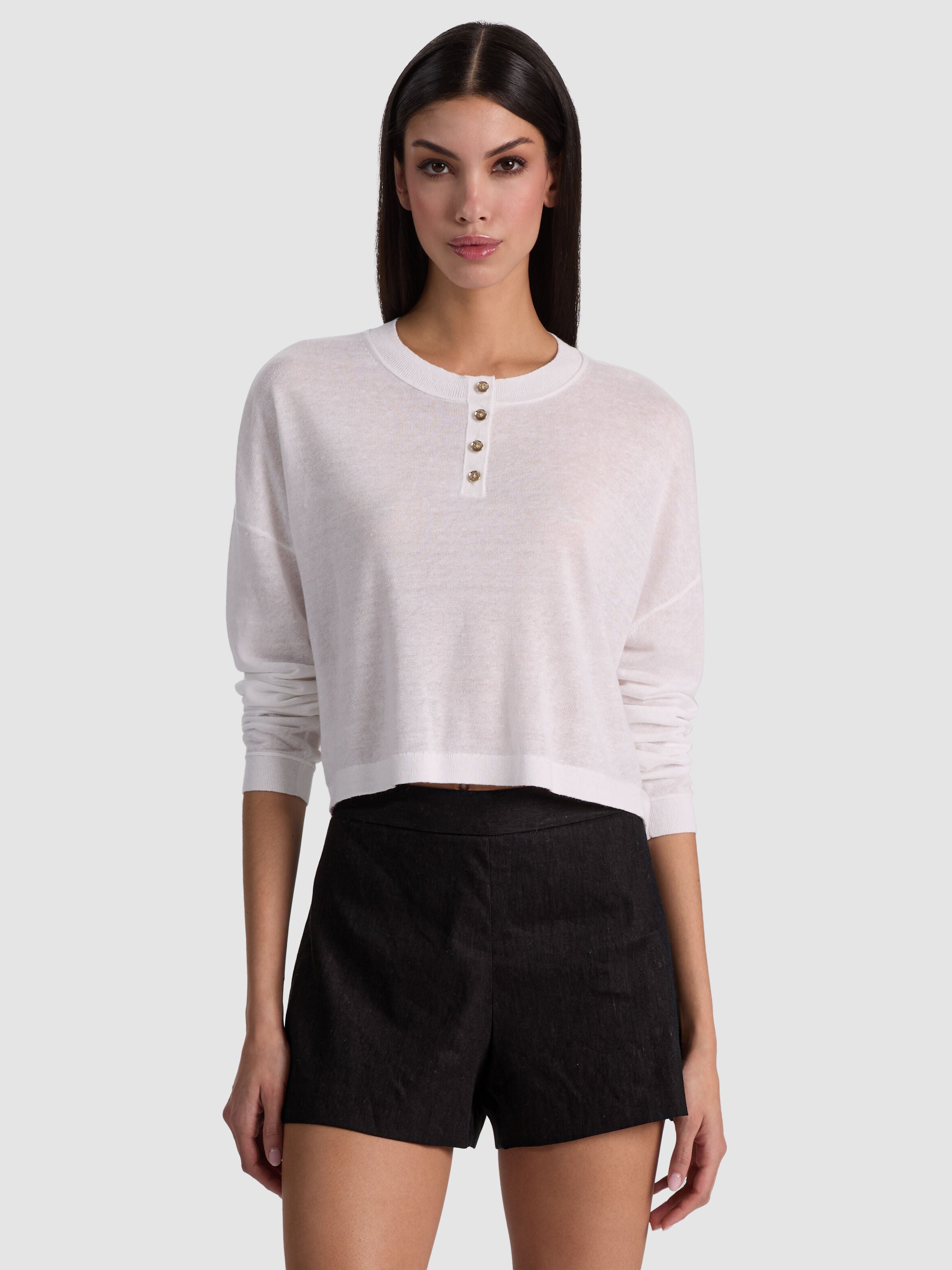 ALAINA CROPPED HENLEY-ALICE + OLIVIA