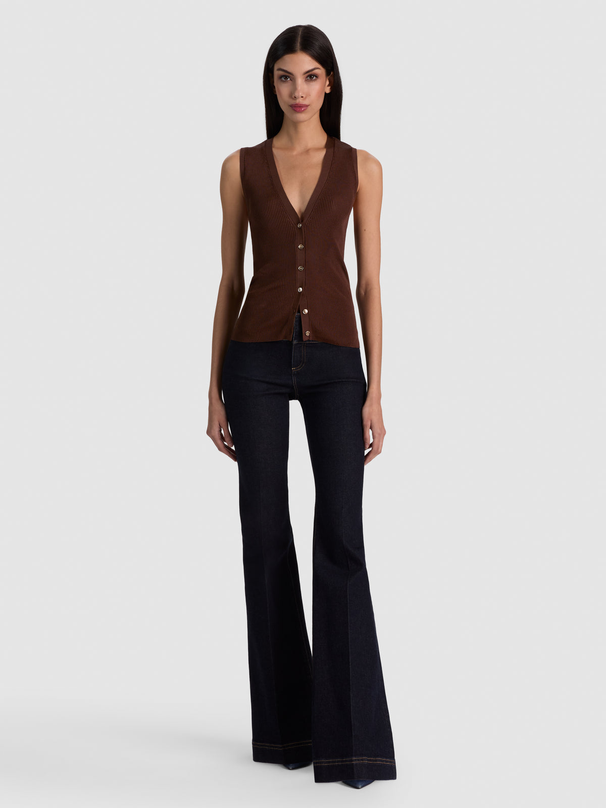 LOLY BUTTON DOWN VEST - DARK CHOCOLATE