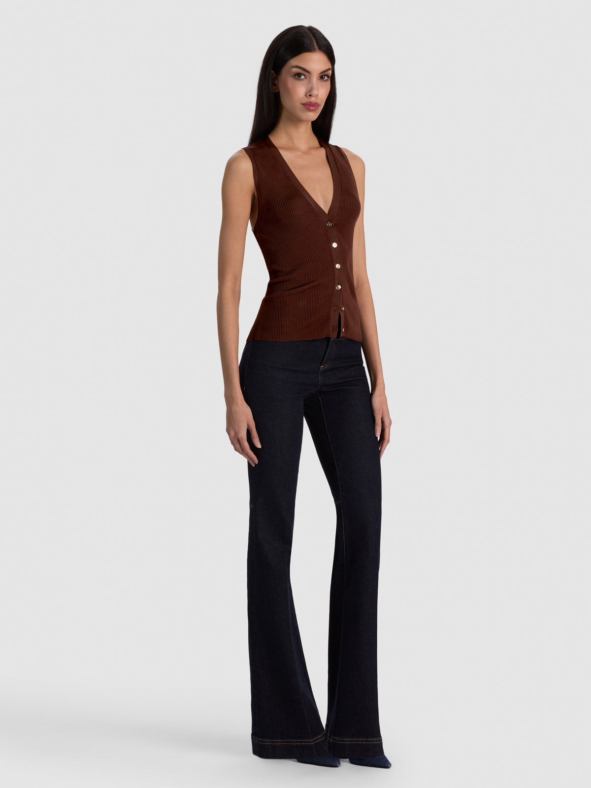 LOLY BUTTON DOWN VEST - DARK CHOCOLATE