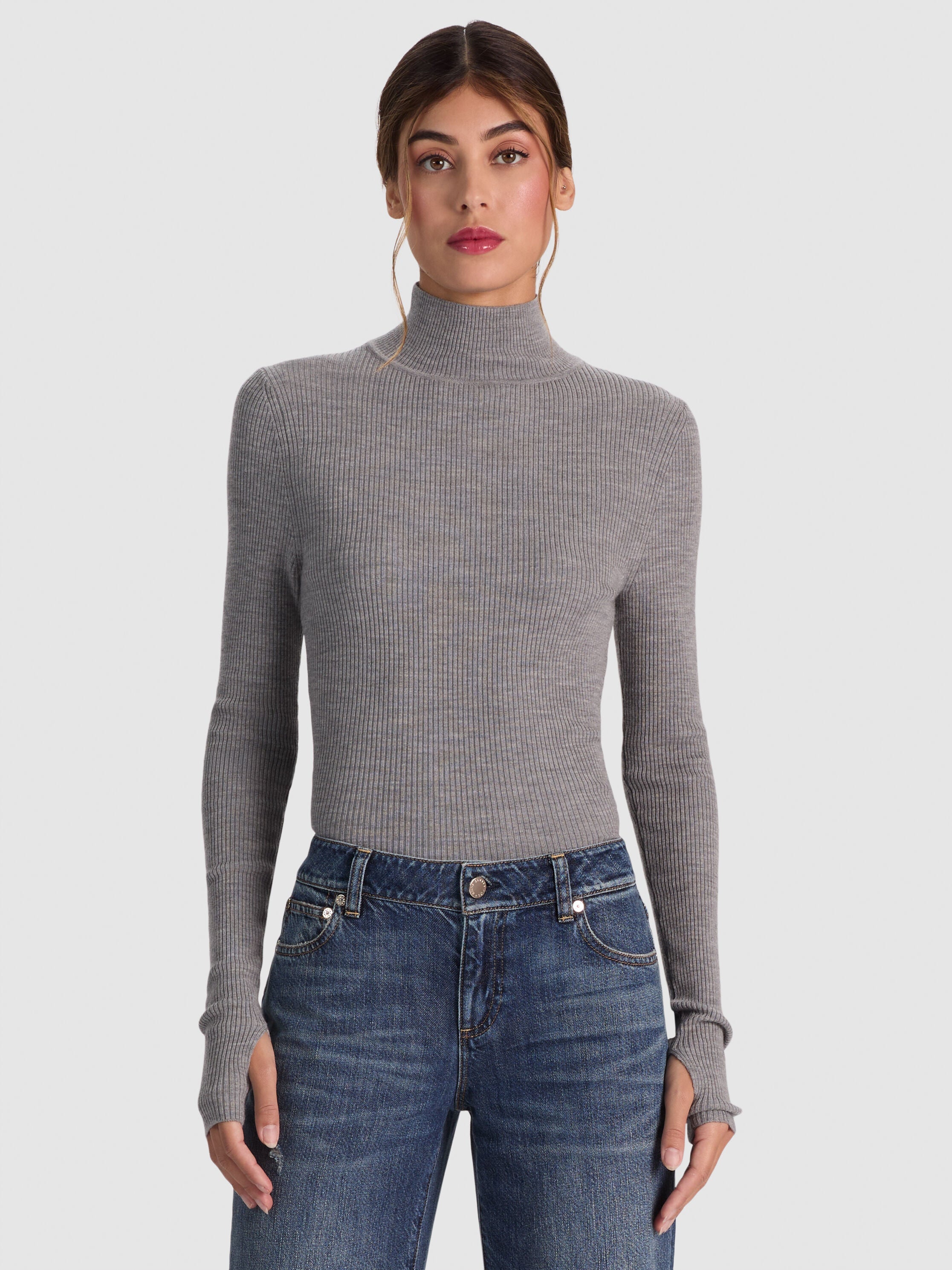 ROBERTA RIBBED TURTLENECK-Black-ALICE + OLIVIA