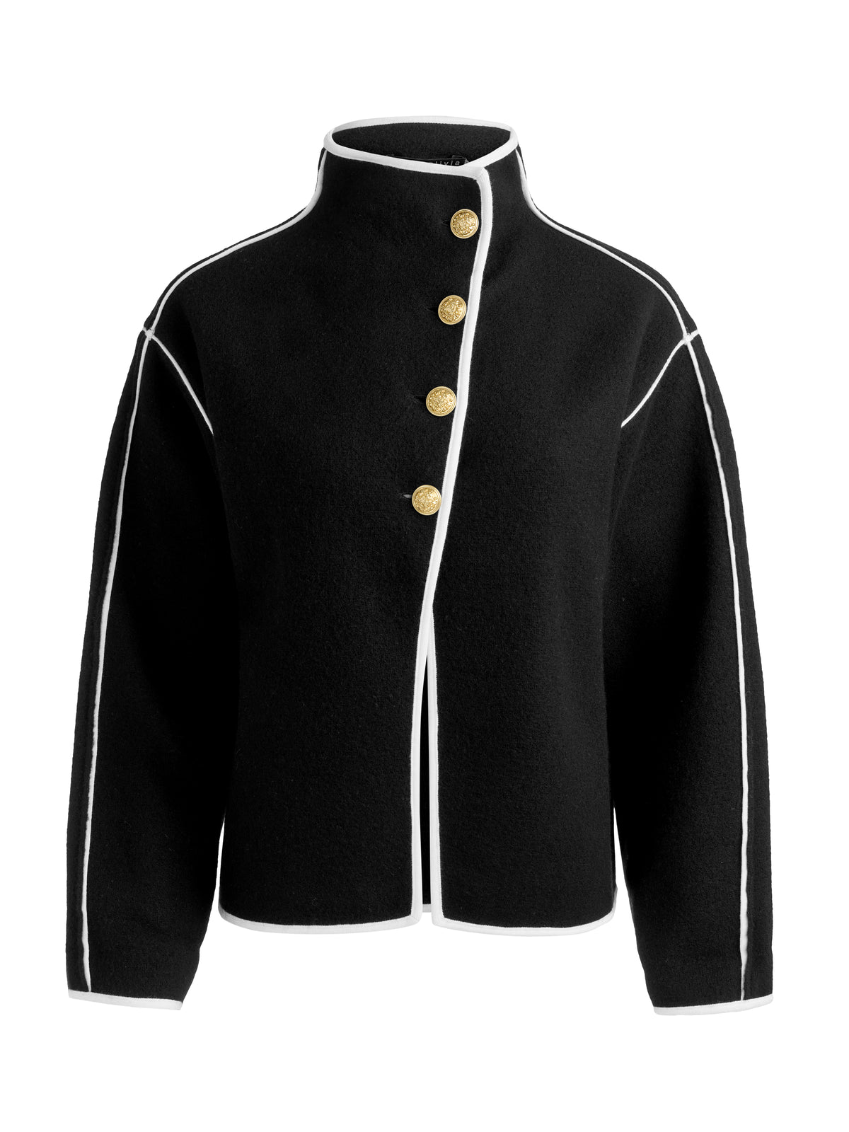 PEARSON COLLARED SWEATER JACKET - BLACK/SOFT WHITE
