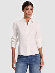 AMELIA FITTED CUTAWAY BTN DWN W LACE UP BK - OFF WHITE