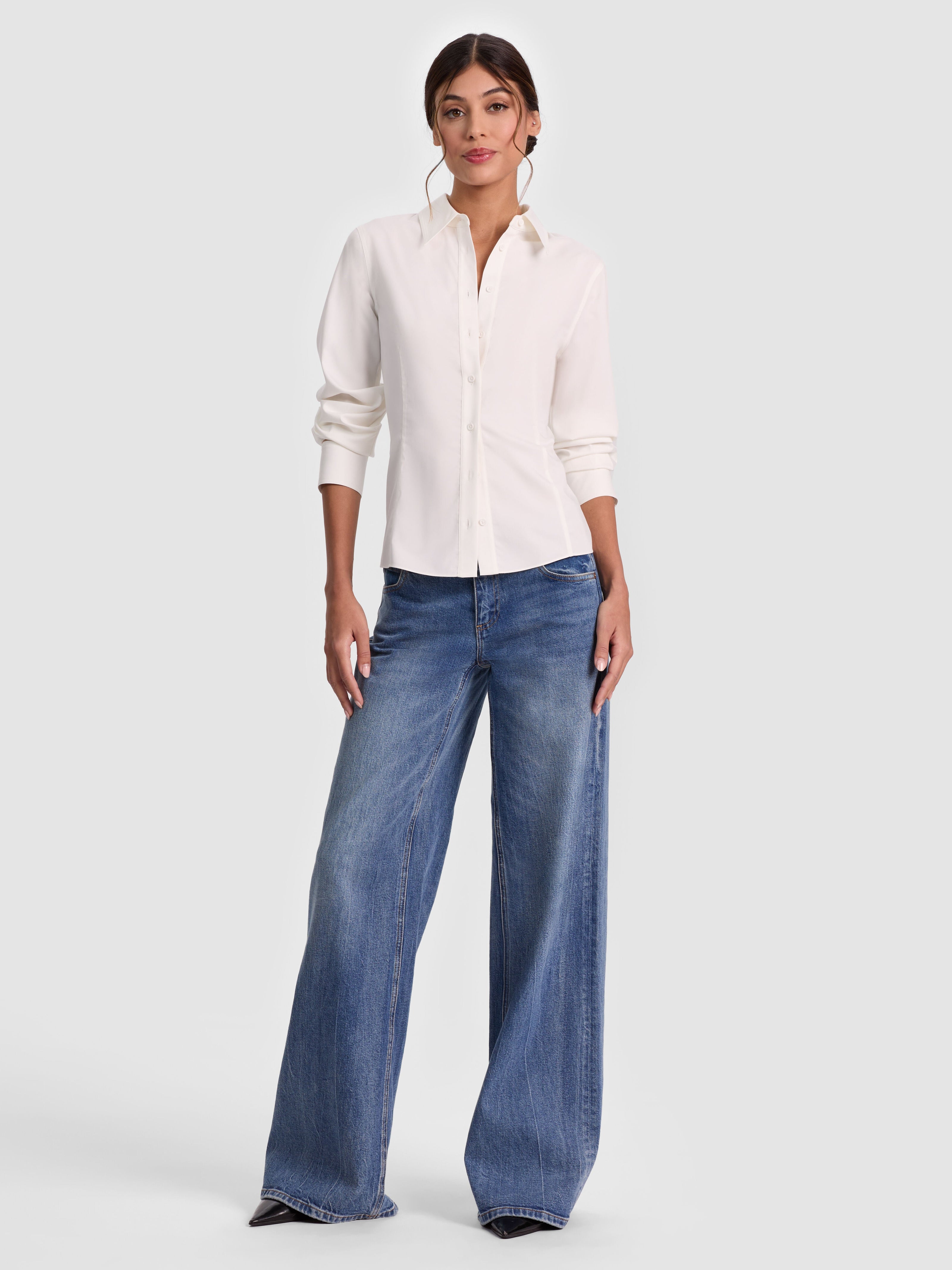 AMELIA FITTED CUTAWAY BTN DWN W LACE UP BK-ALICE + OLIVIA
