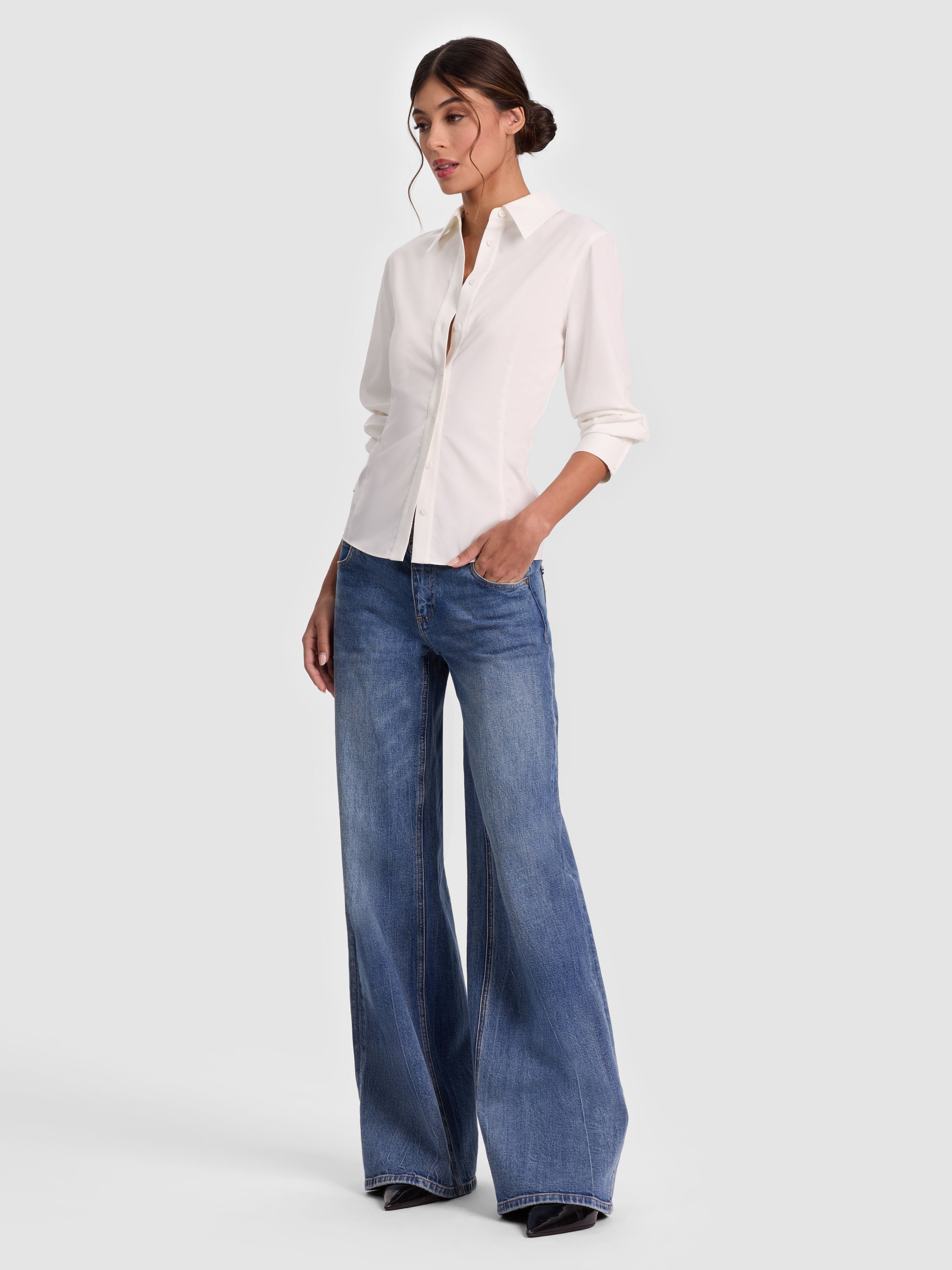 AMELIA FITTED CUTAWAY BTN DWN W LACE UP BK-ALICE + OLIVIA