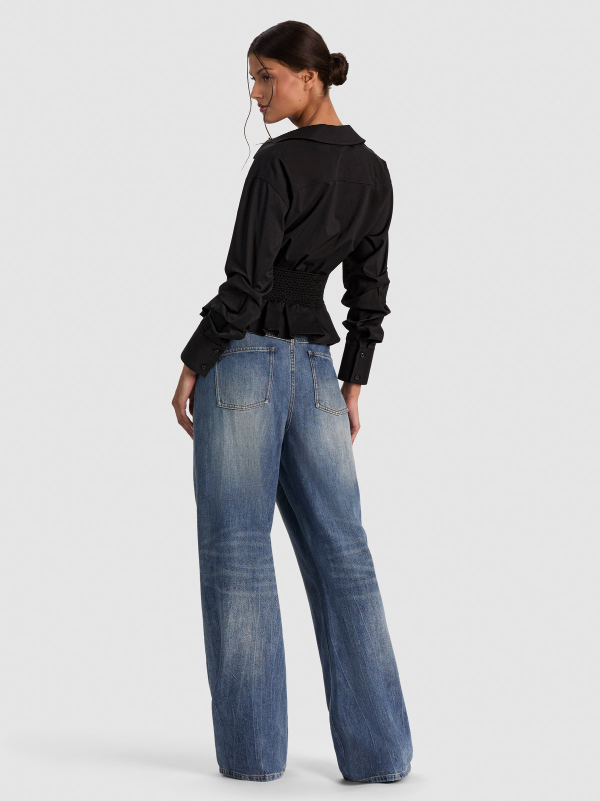 EDIE GATHERED CORSET BUTTON DOWN-ALICE + OLIVIA