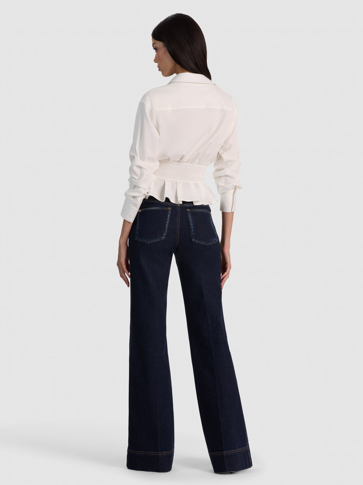 EDIE GATHERED CORSET BUTTON DOWN-ALICE + OLIVIA