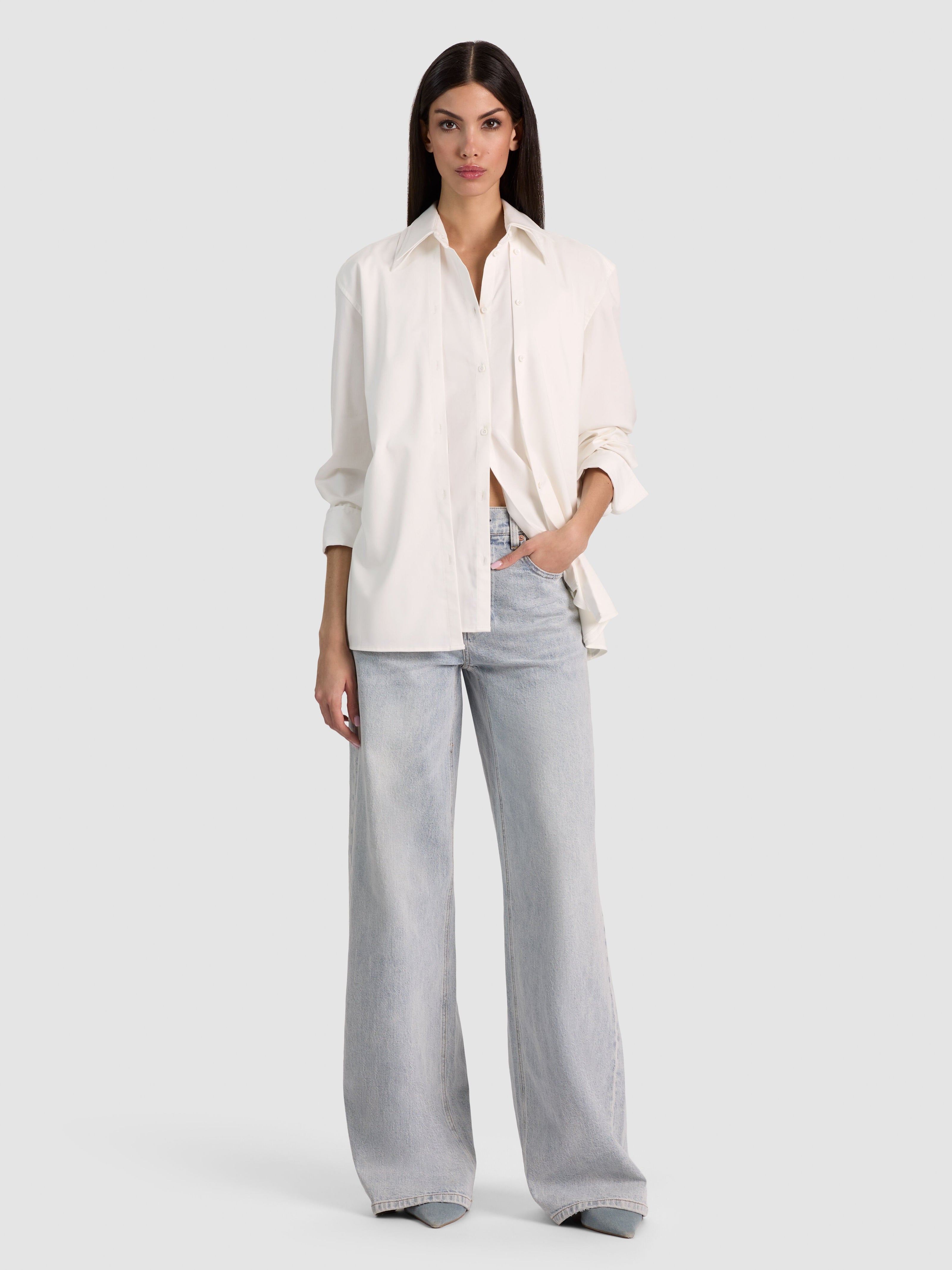 FREYA BUTTON DOWN TOP-ALICE + OLIVIA