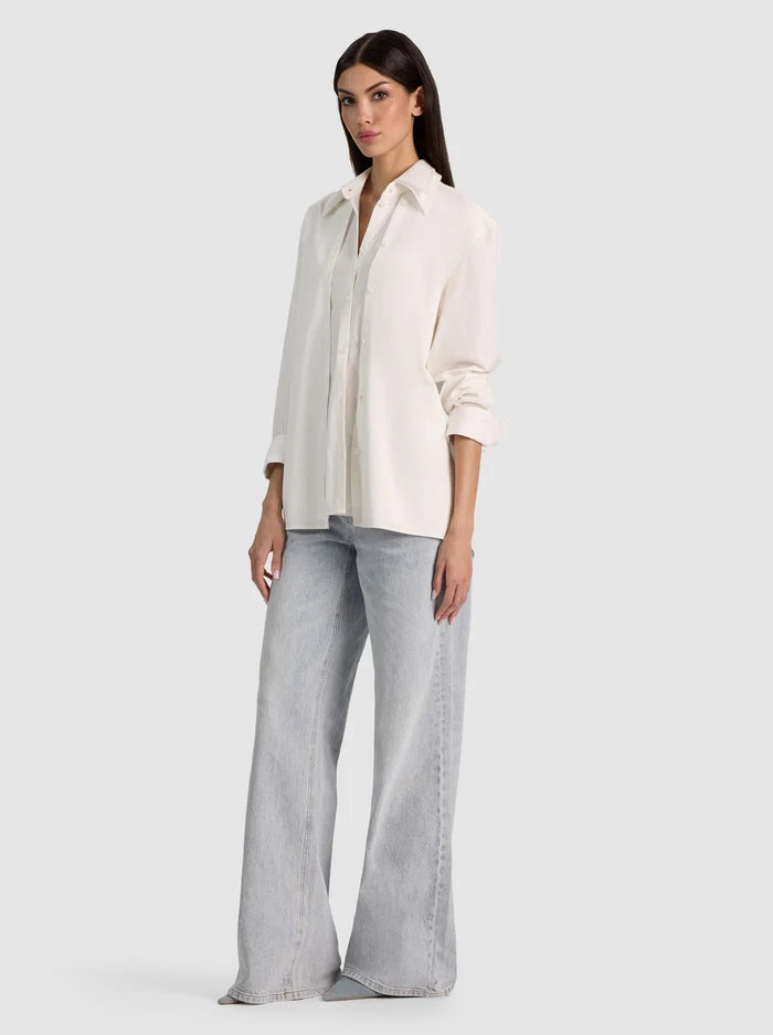 AIMEE BTN DWN W COMBO LAYER DTL - OFF WHITE
