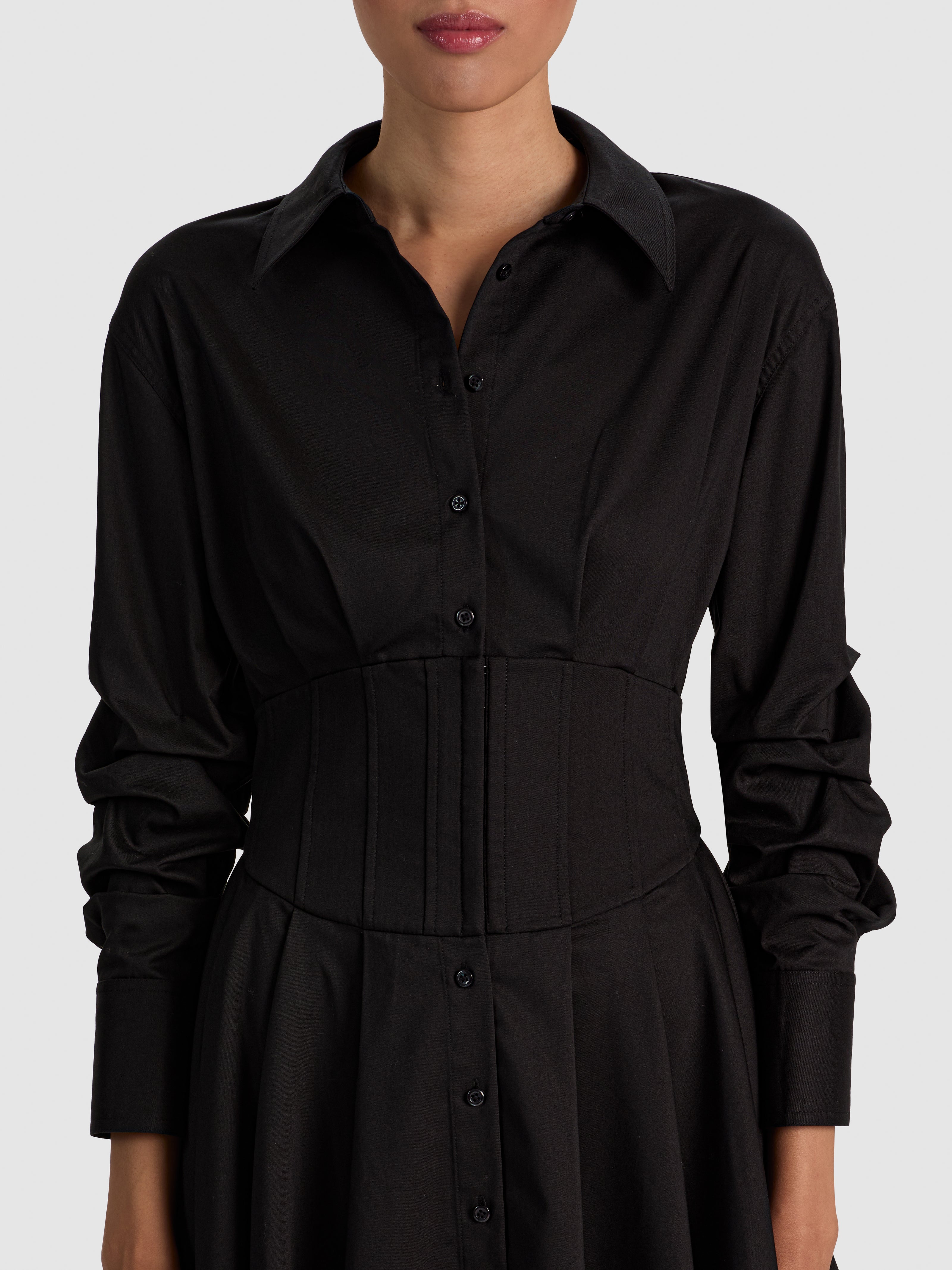 EDIE CORSET MINI SHIRT DRESS-ALICE + OLIVIA