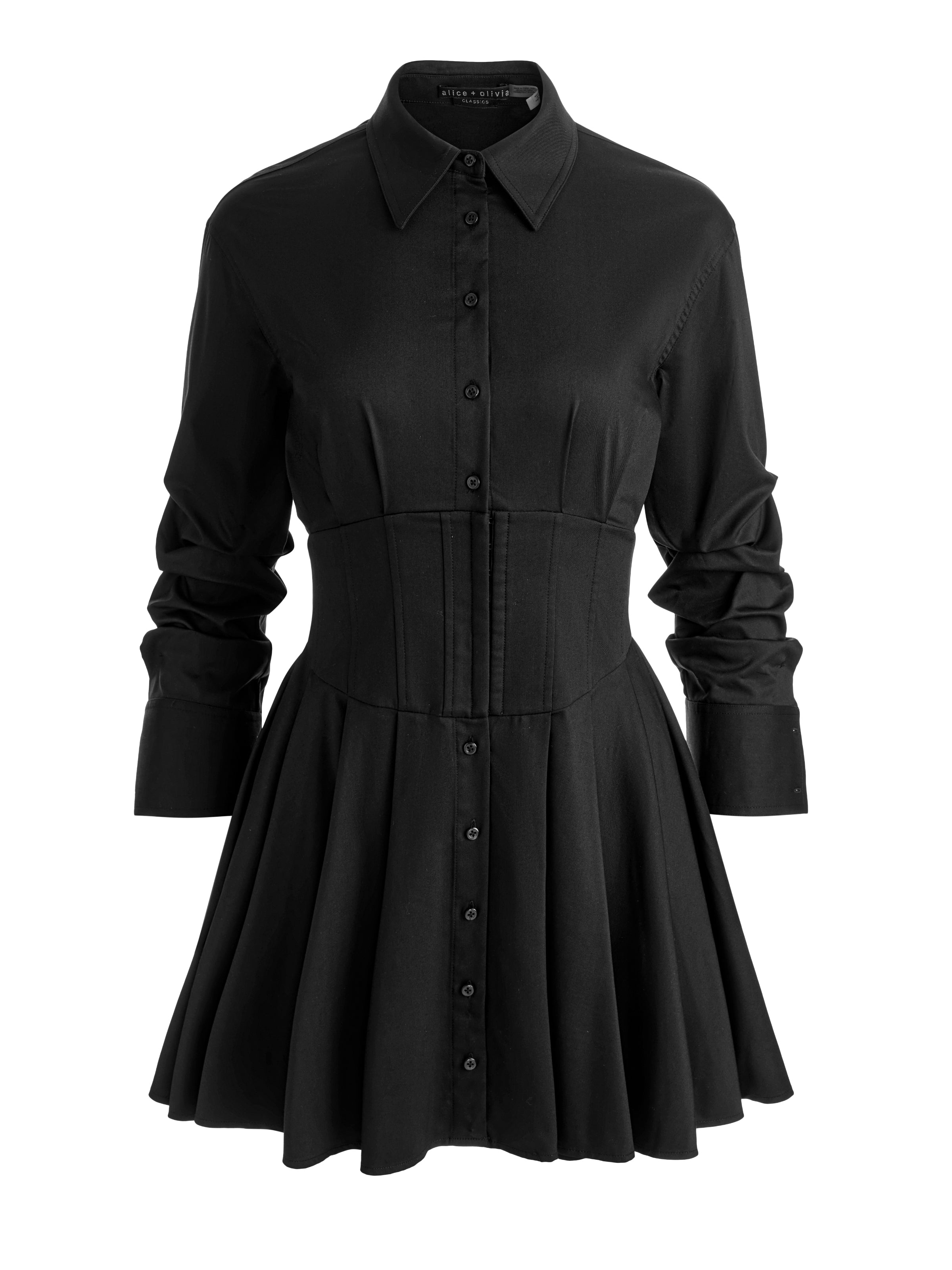 EDIE CORSET MINI SHIRT DRESS-ALICE + OLIVIA