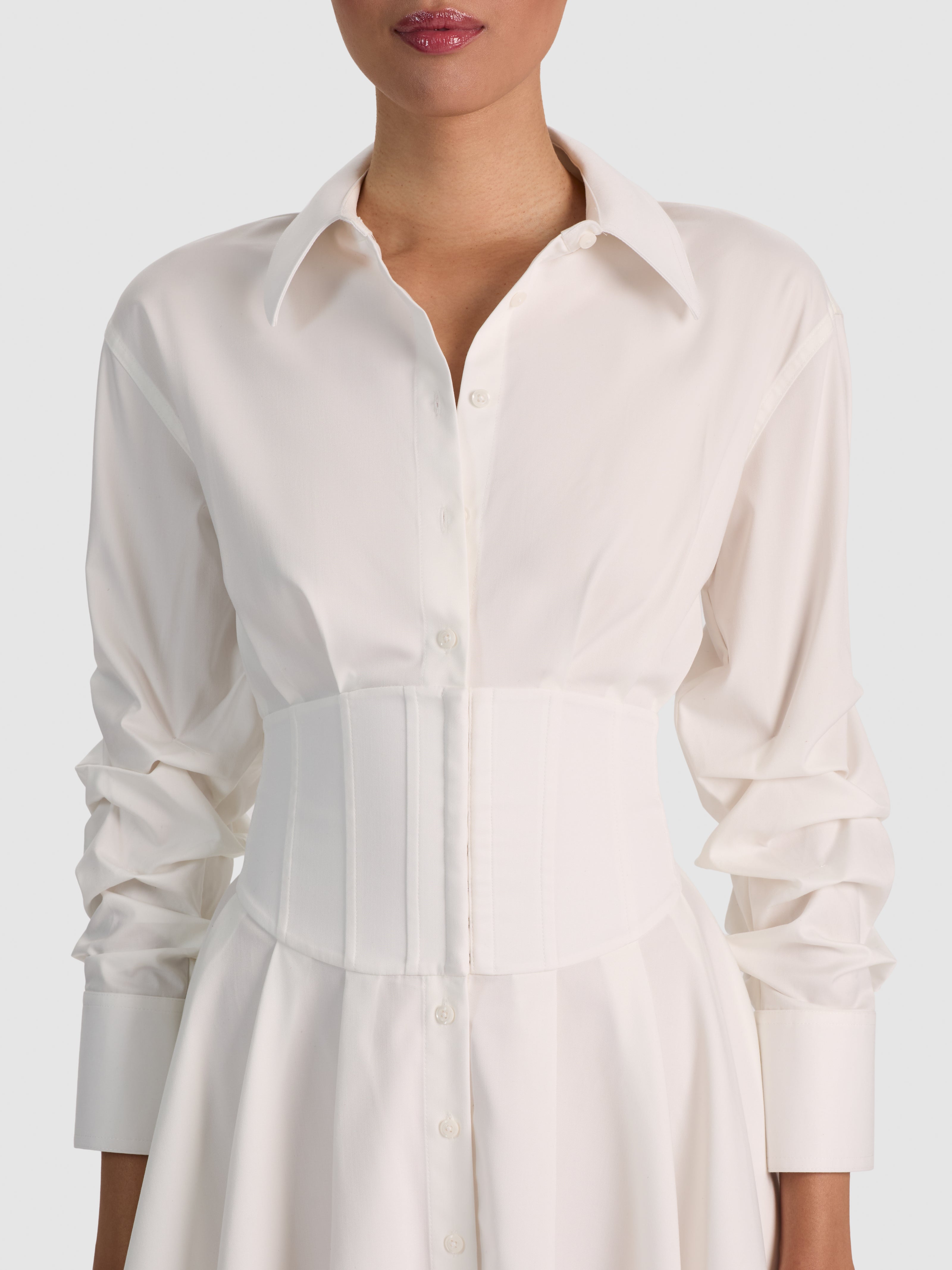 EDIE CORSET MINI SHIRT DRESS-ALICE + OLIVIA
