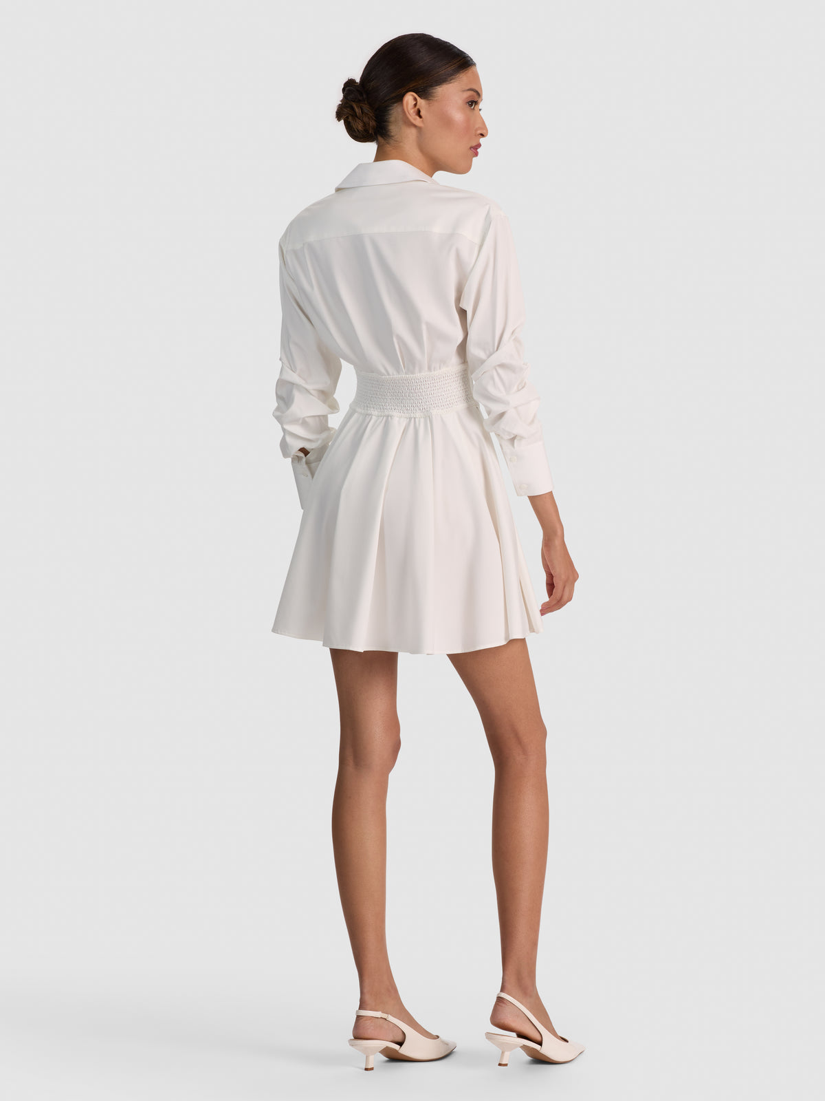 EDIE CORSET MINI SHIRT DRESS - OFF WHITE