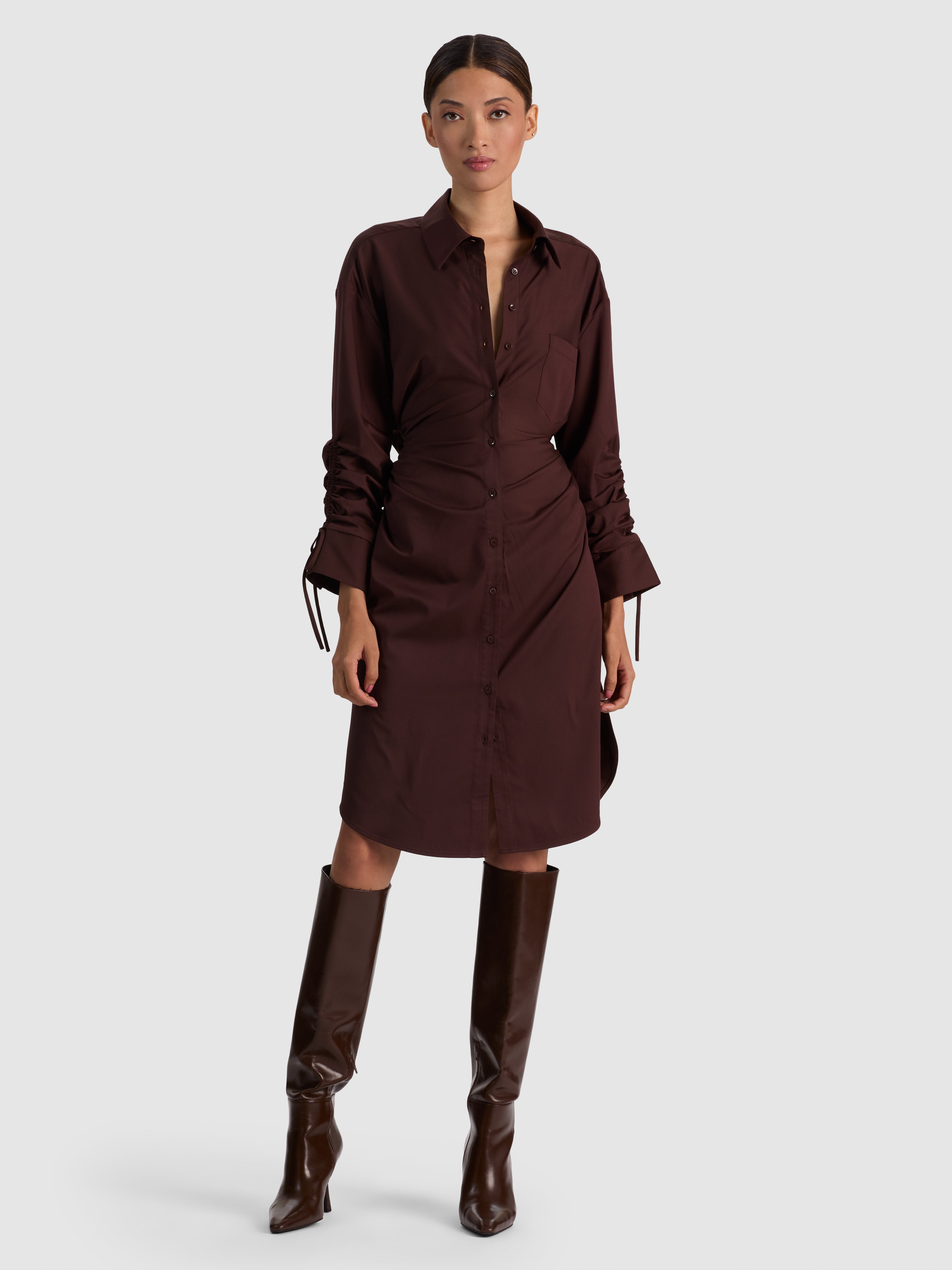 DENISE MIDI SHIRT DRESS-ALICE + OLIVIA