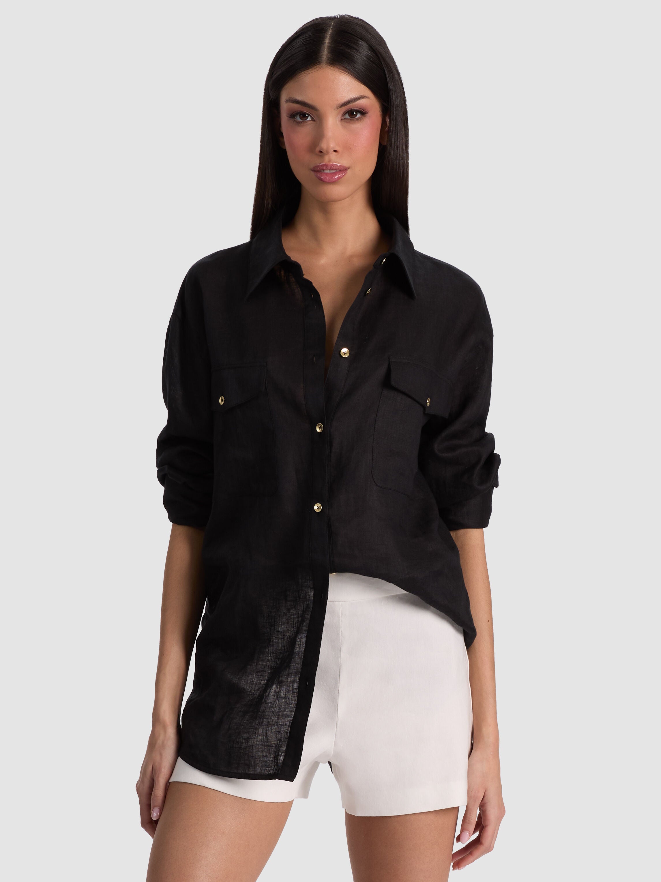 FINELY OVERSIZED UTILITY SHIRT-ALICE + OLIVIA