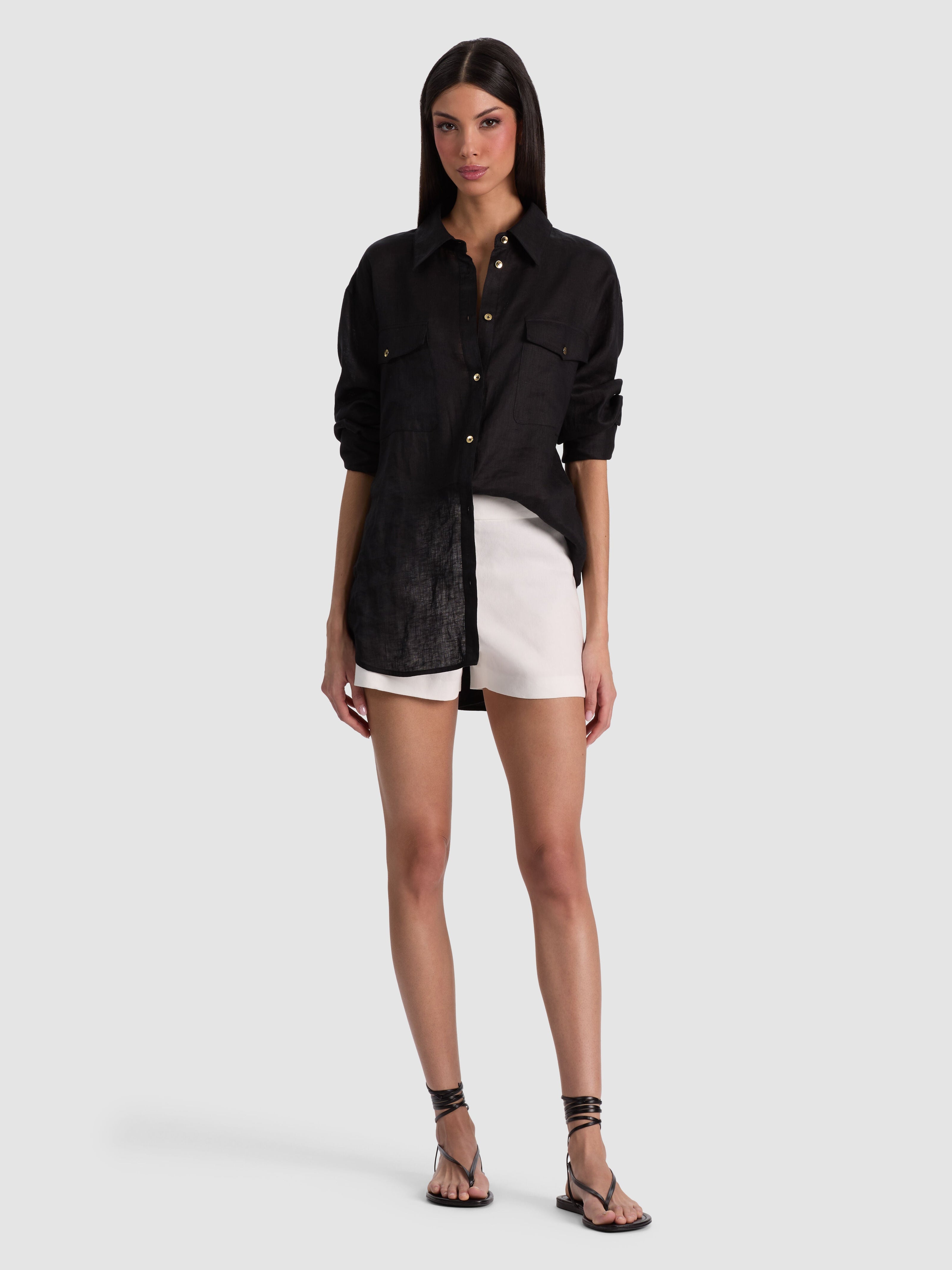 FINELY OVERSIZED UTILITY SHIRT-ALICE + OLIVIA