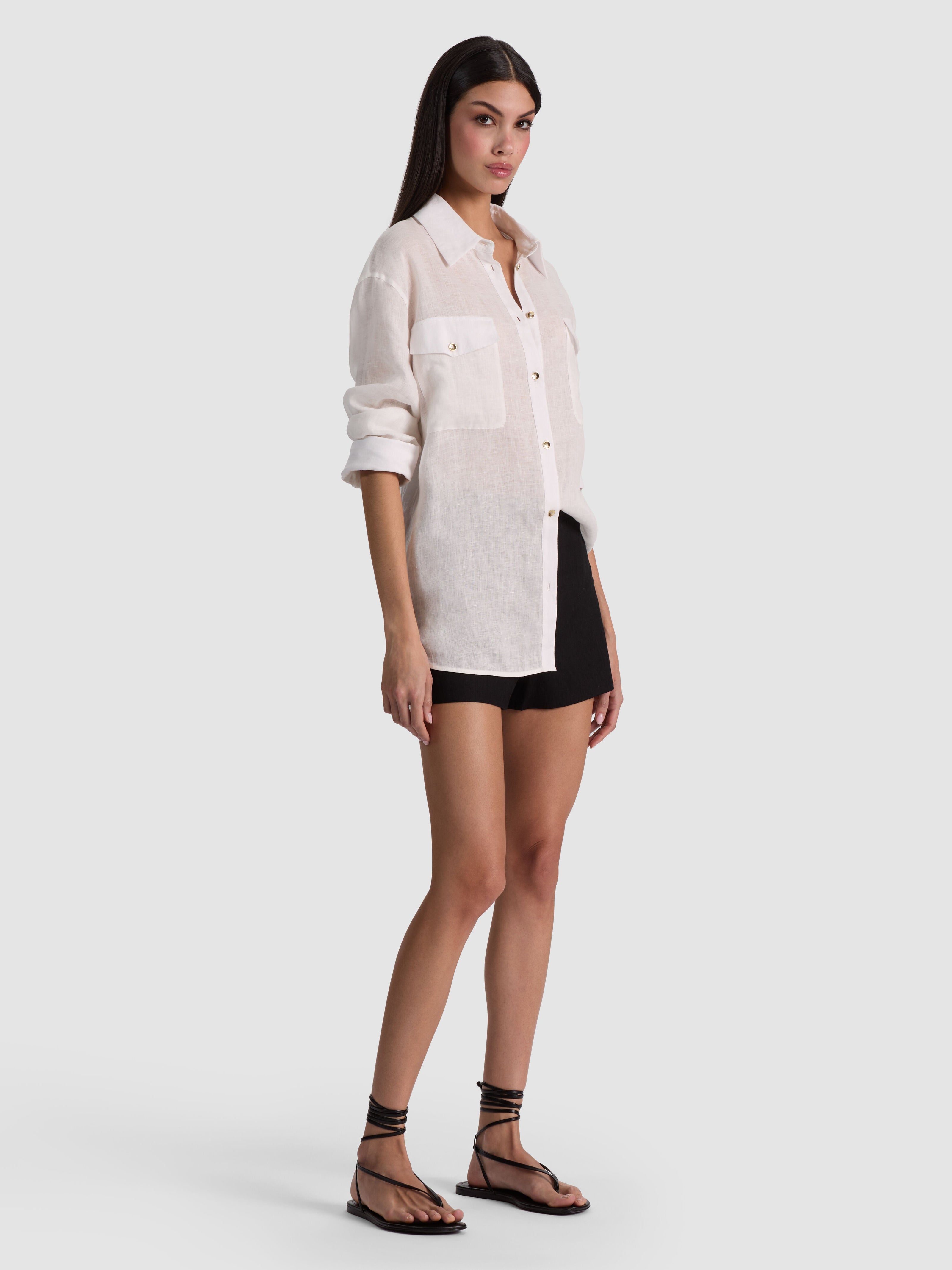 FINELY OVERSIZED UTILITY SHIRT-OFF WHITE-ALICE + OLIVIA