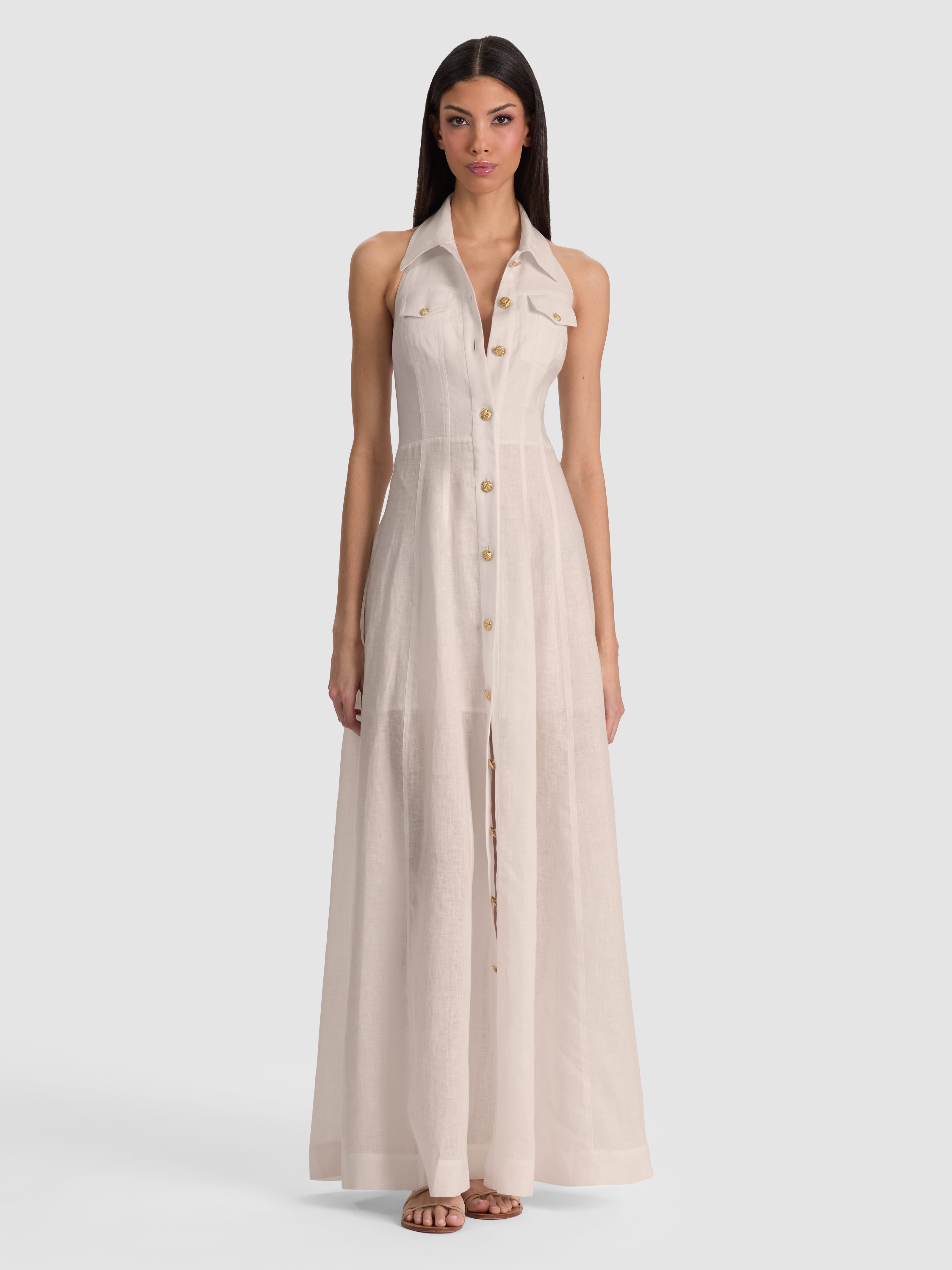 KENDALL LINEN MAXI DRESS-ALICE + OLIVIA