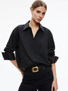 FINELY OVERSIZED BUTTON DOWN SHIRT-Black-ALICE + OLIVIA