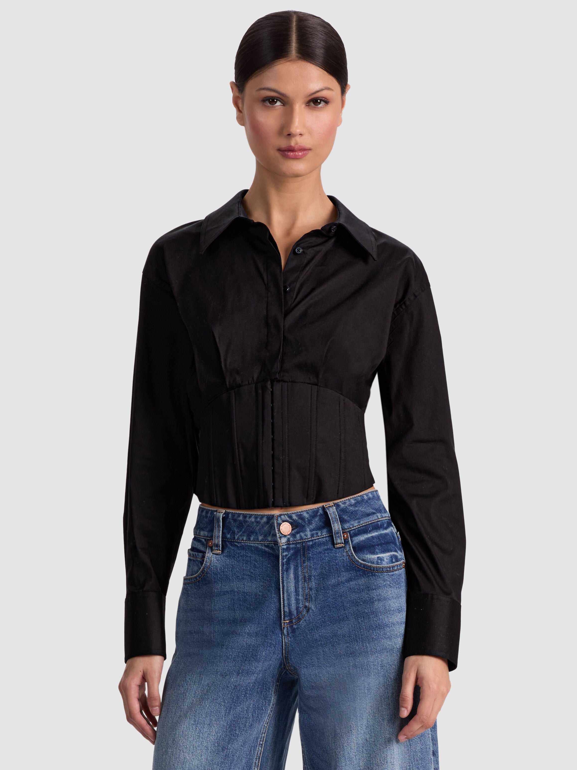 EDIE CORSET BUTTON DOWN-ALICE + OLIVIA