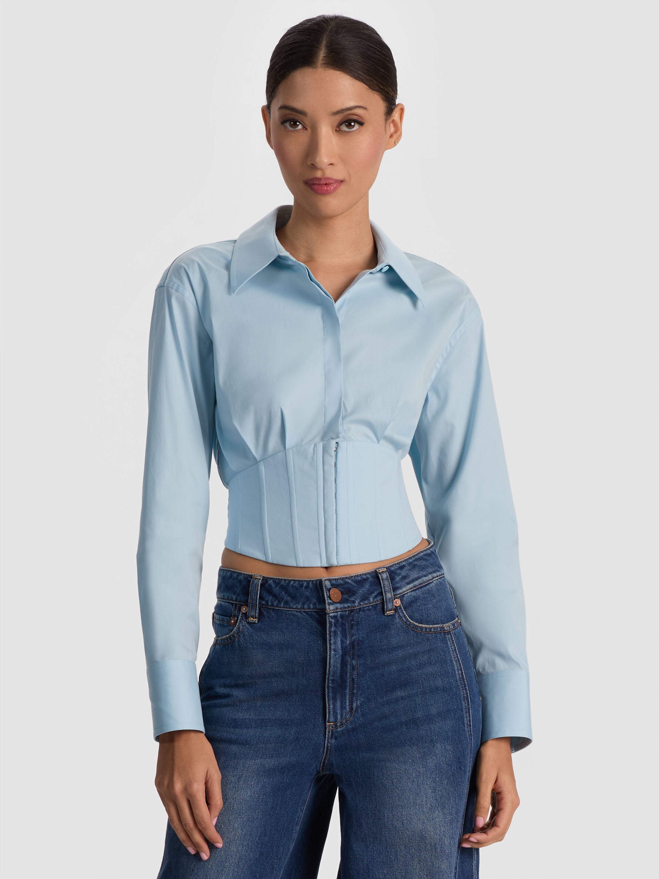 EDIE CORSET BUTTON DOWN-ALICE + OLIVIA
