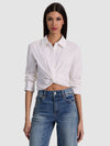 PHEBE TWIST FT DRP SH BTNDWN LS CRP BLOUSE-ALICE + OLIVIA