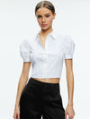 WILLA CROPPED PUFF SLEEVE BUTTON DOWN-ALICE + OLIVIA