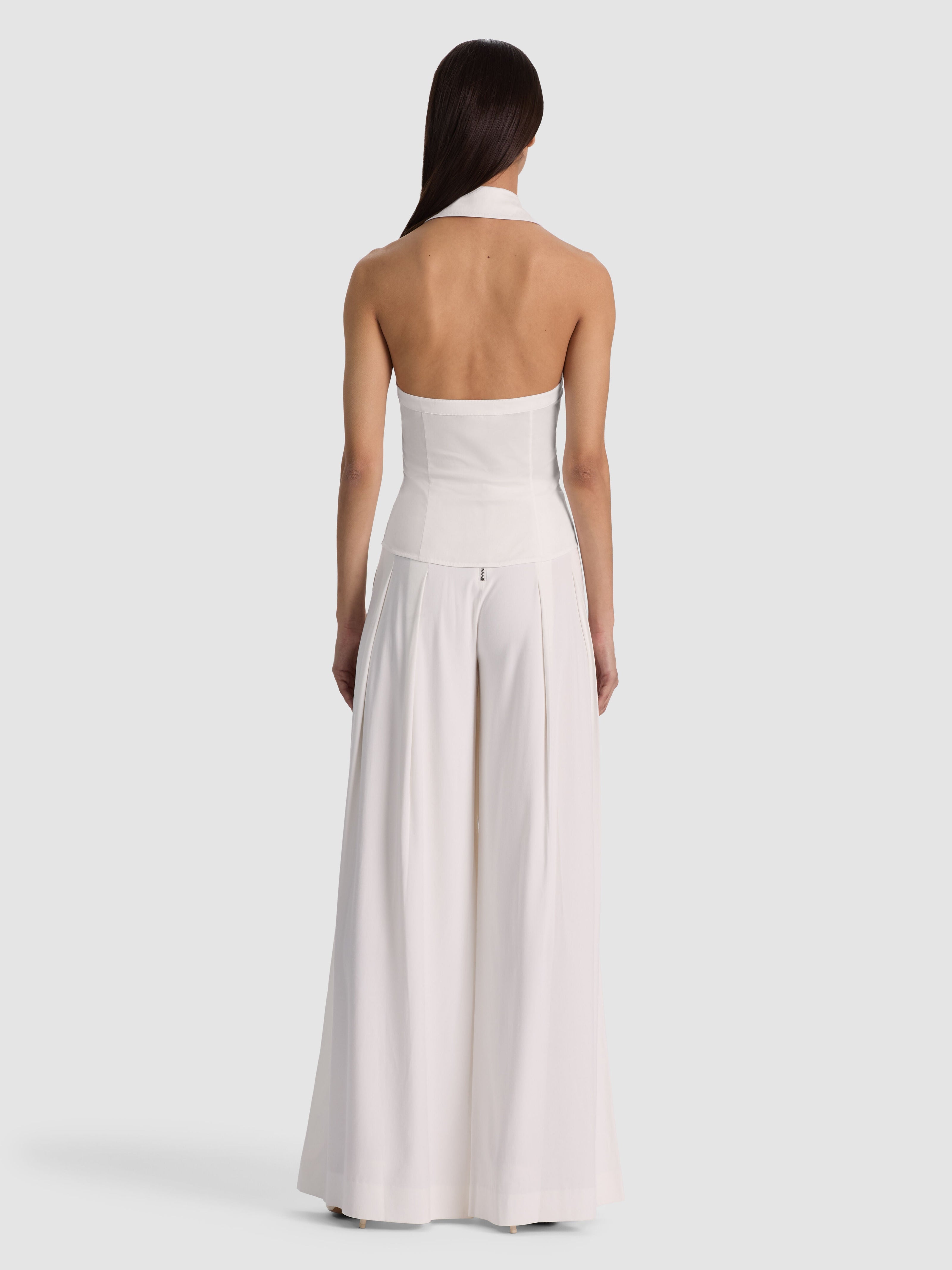 FREYA BUTTON DOWN HALTER TOP-ALICE + OLIVIA