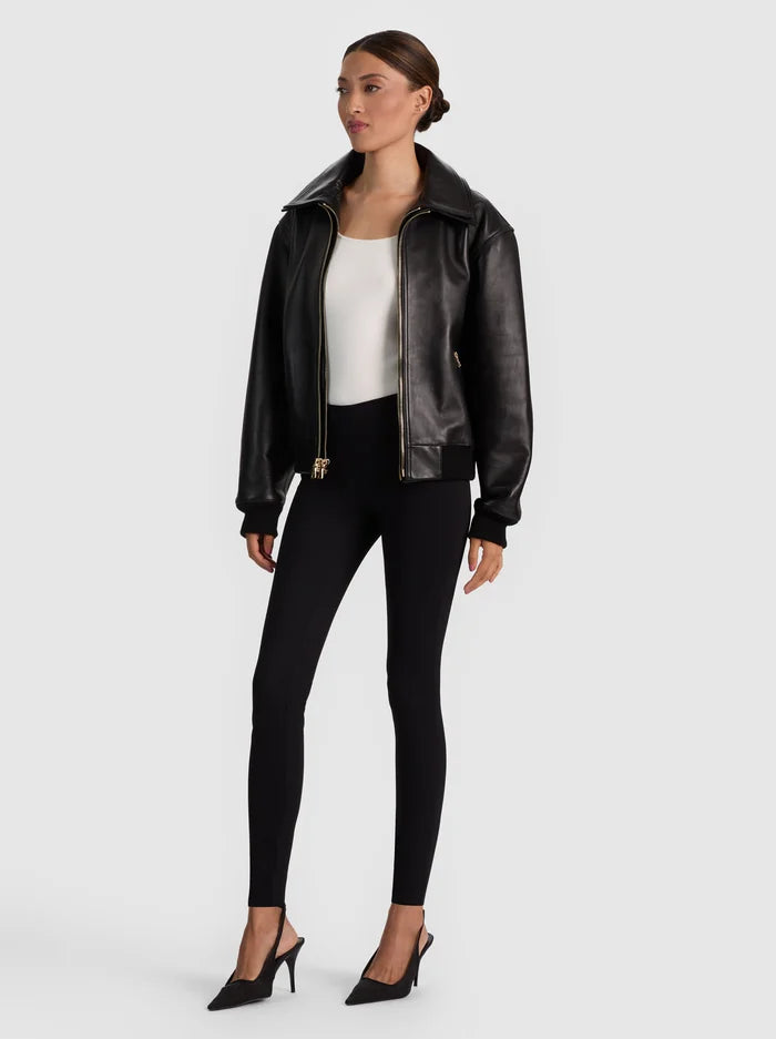 COLLINS DOUBLE LAYER LEATHER JACKET-ALICE + OLIVIA