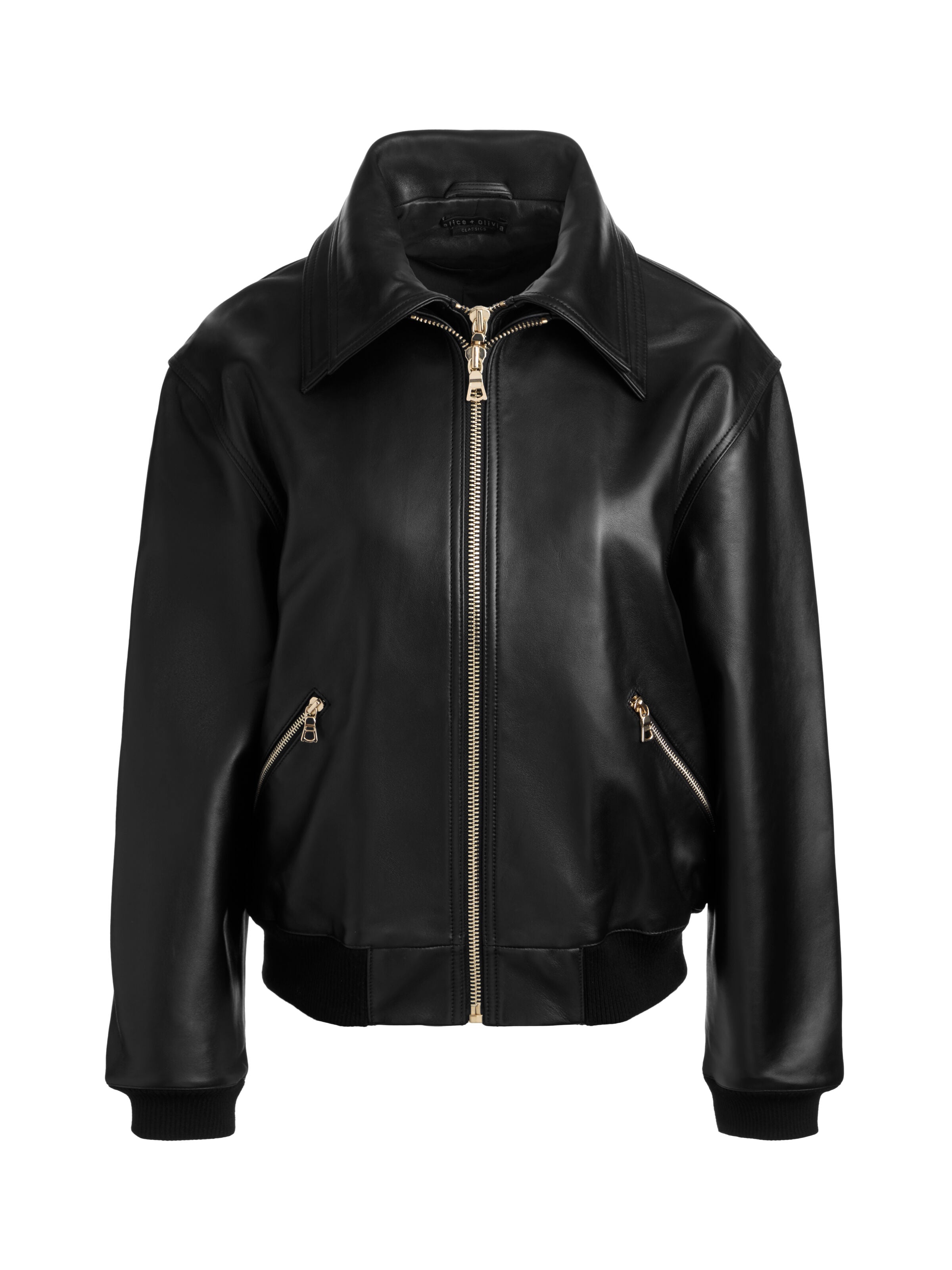 COLLINS DOUBLE LAYER LEATHER JACKET-ALICE + OLIVIA