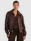COLLINS DOUBLE LAYER LEATHER JACKET-DARK CHOCOLATE-ALICE + OLIVIA