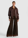 COLLINS DOUBLE LAYER LEATHER JACKET-DARK CHOCOLATE-ALICE + OLIVIA