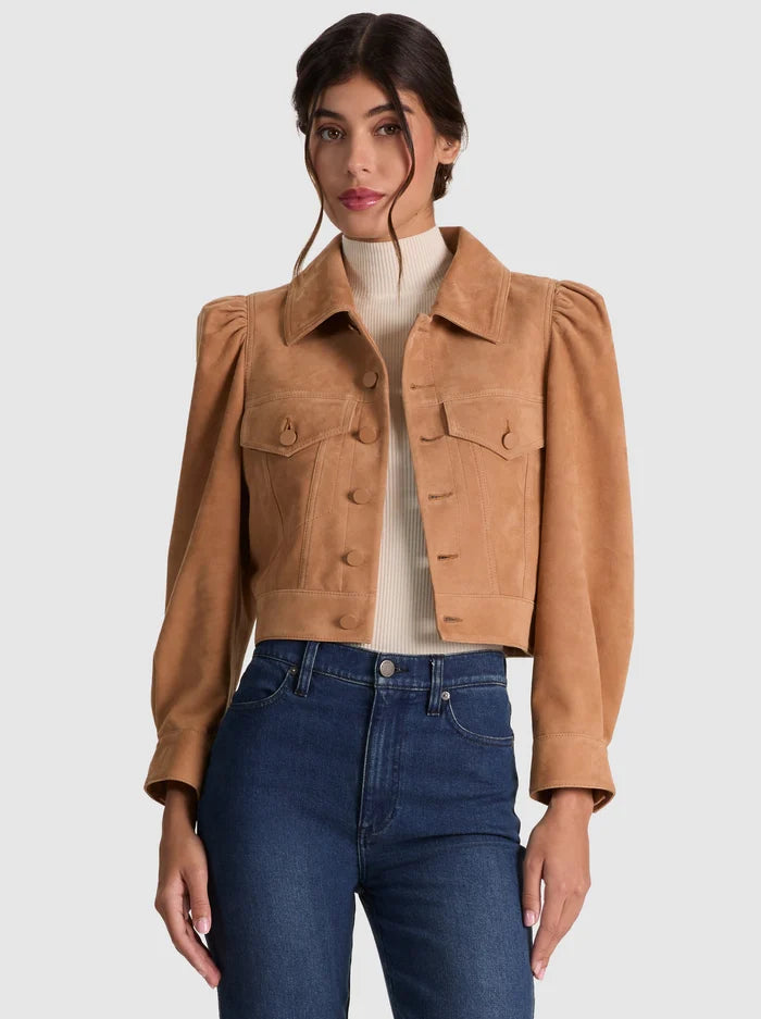 LANA SUEDE PUFFED SLV JACKET-ALICE + OLIVIA